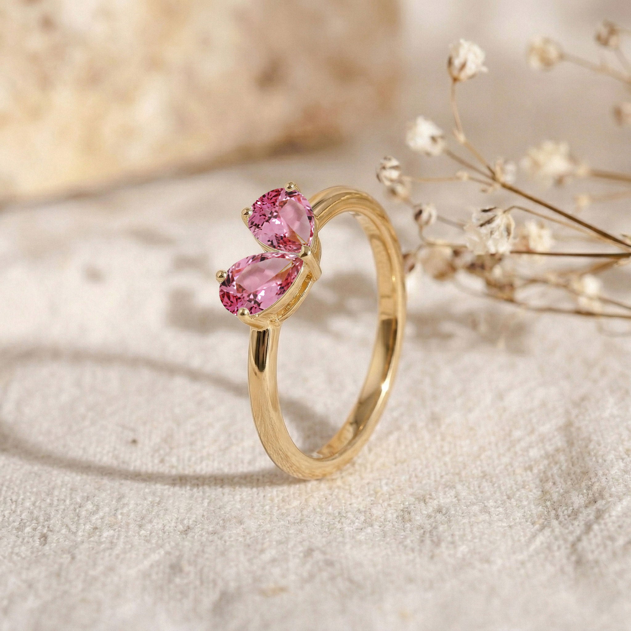 Pink Tourmaline Fine Jewelry, Pear Shape Gemstone Ring, Sterling Silver Jewelry, Handmade Ring, Bridal Jewelry, Elegant Gift, Women's Ring