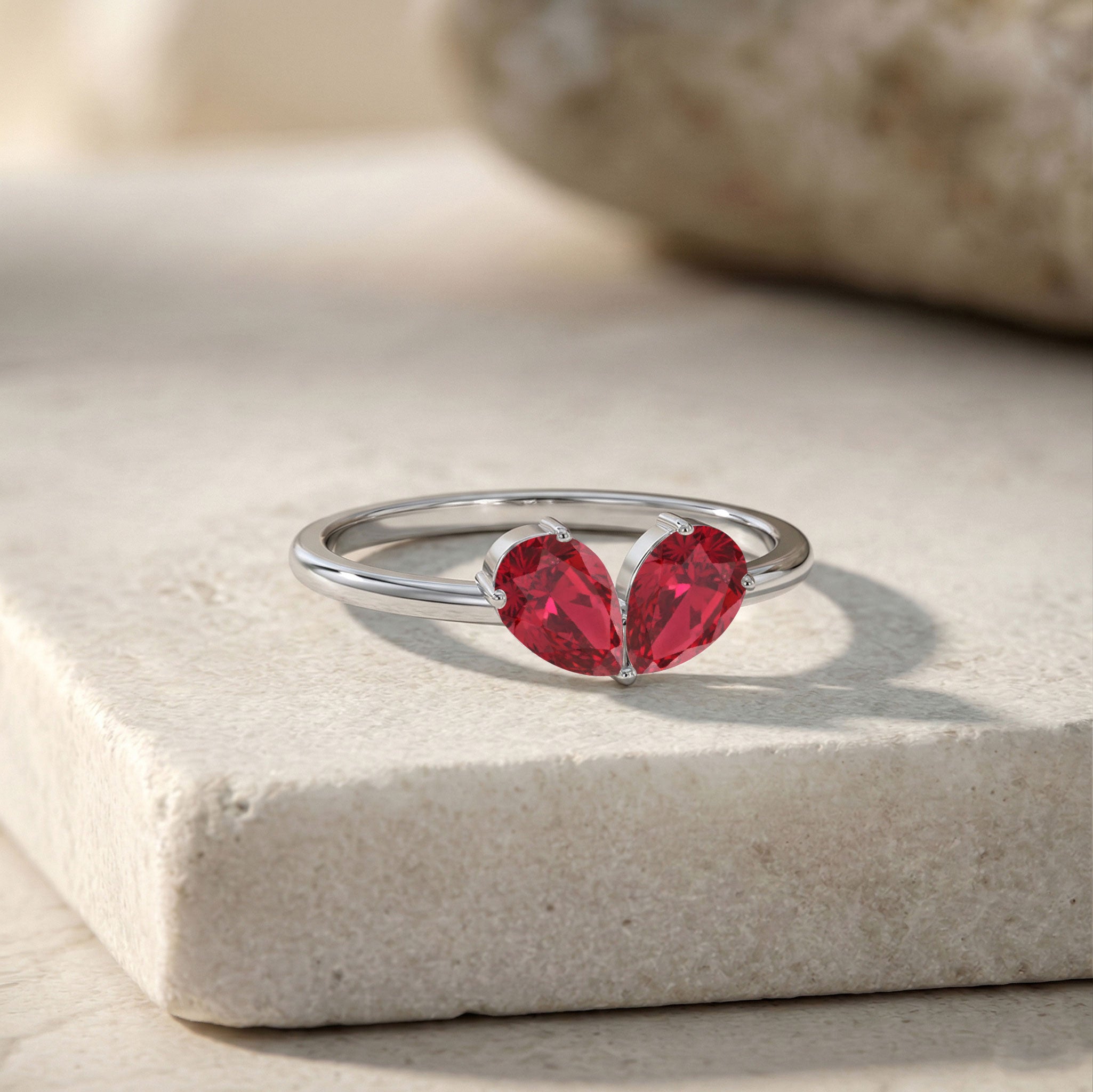 Ruby Promise Ring, Pear Shape Ruby Ring, Handmade Sterling Silver Ring, Women's Fine Jewelry, Bridal Ring, Luxury Jewelry, Gift for Women