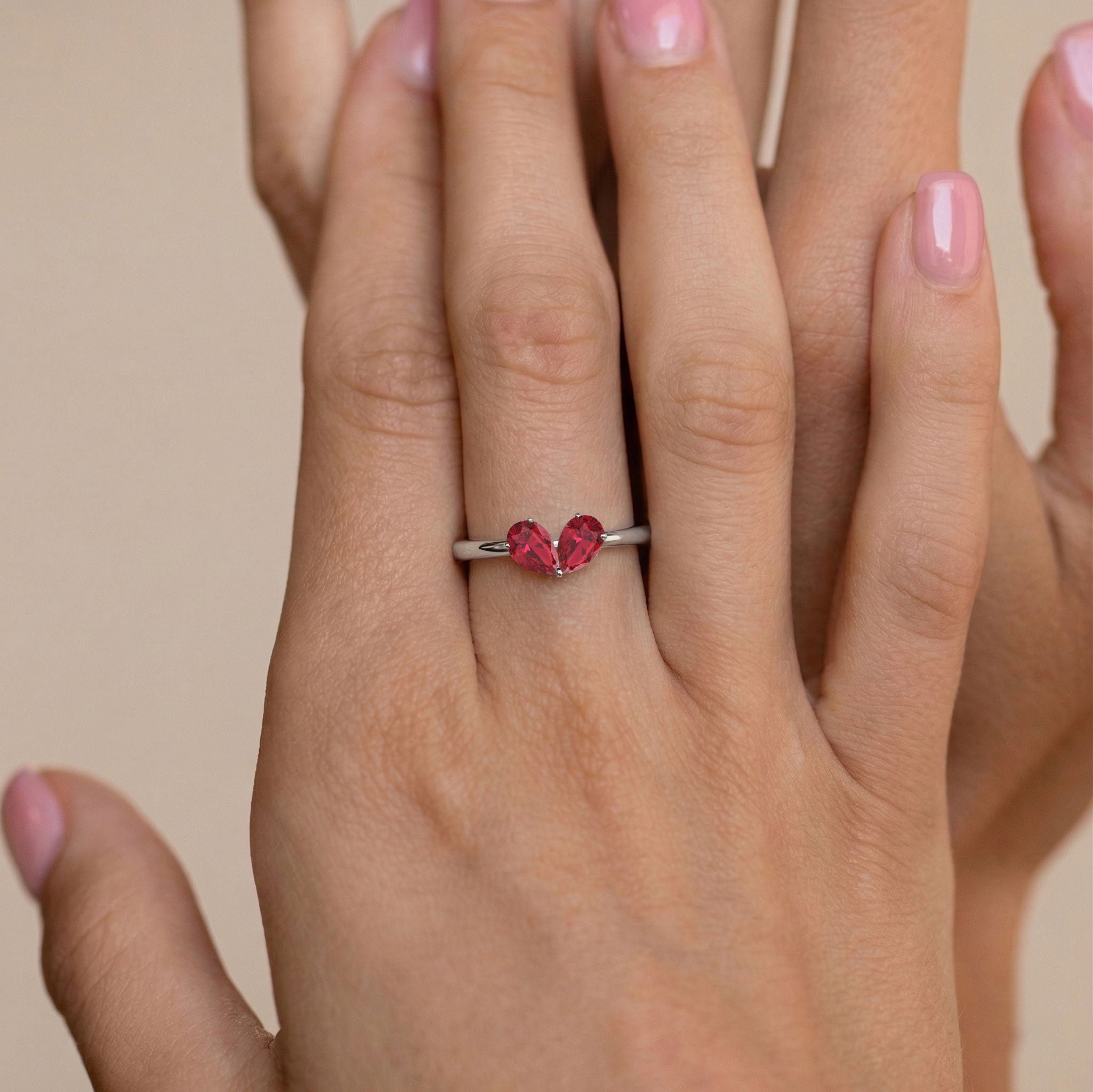 Natural Ruby Jewelry, Pear Gemstone Ring, Sterling Silver Ring, Dainty Ring, Birthday Gift, Handmade Jewelry, Elegant Ring