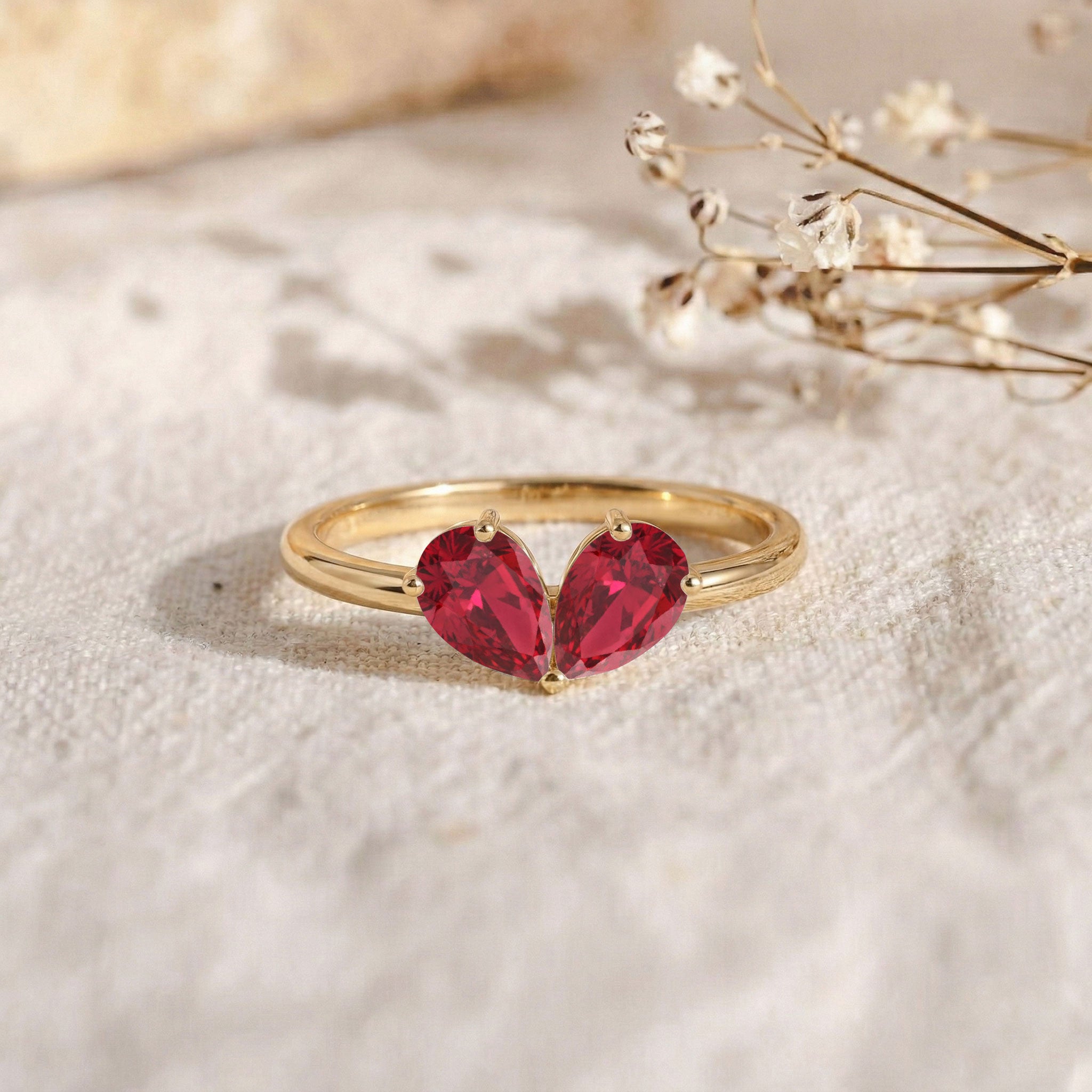 Natural Ruby Pear Jewelry, Sterling Silver Promise Ring, Pear Gemstone Ring, Women's Jewelry, Elegant Gift, Fine Ring, Handmade