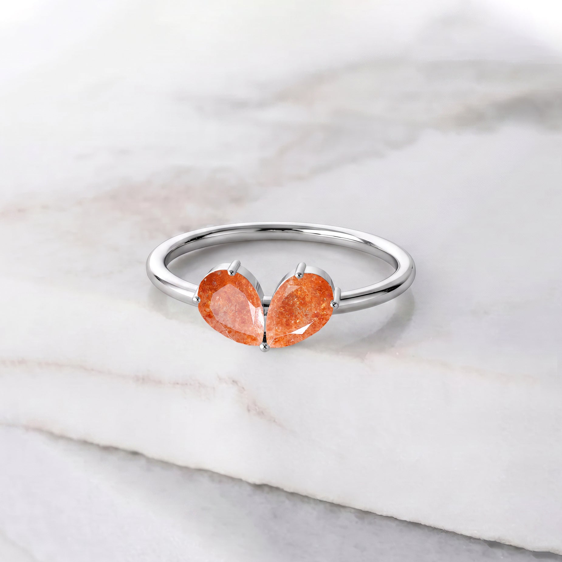 Natural Sunstone Jewelry, Pear Shape Ring, Sterling Silver Ring, Dainty Gemstone Ring, Birthday Gift, Handmade Jewelry, Elegant Ring