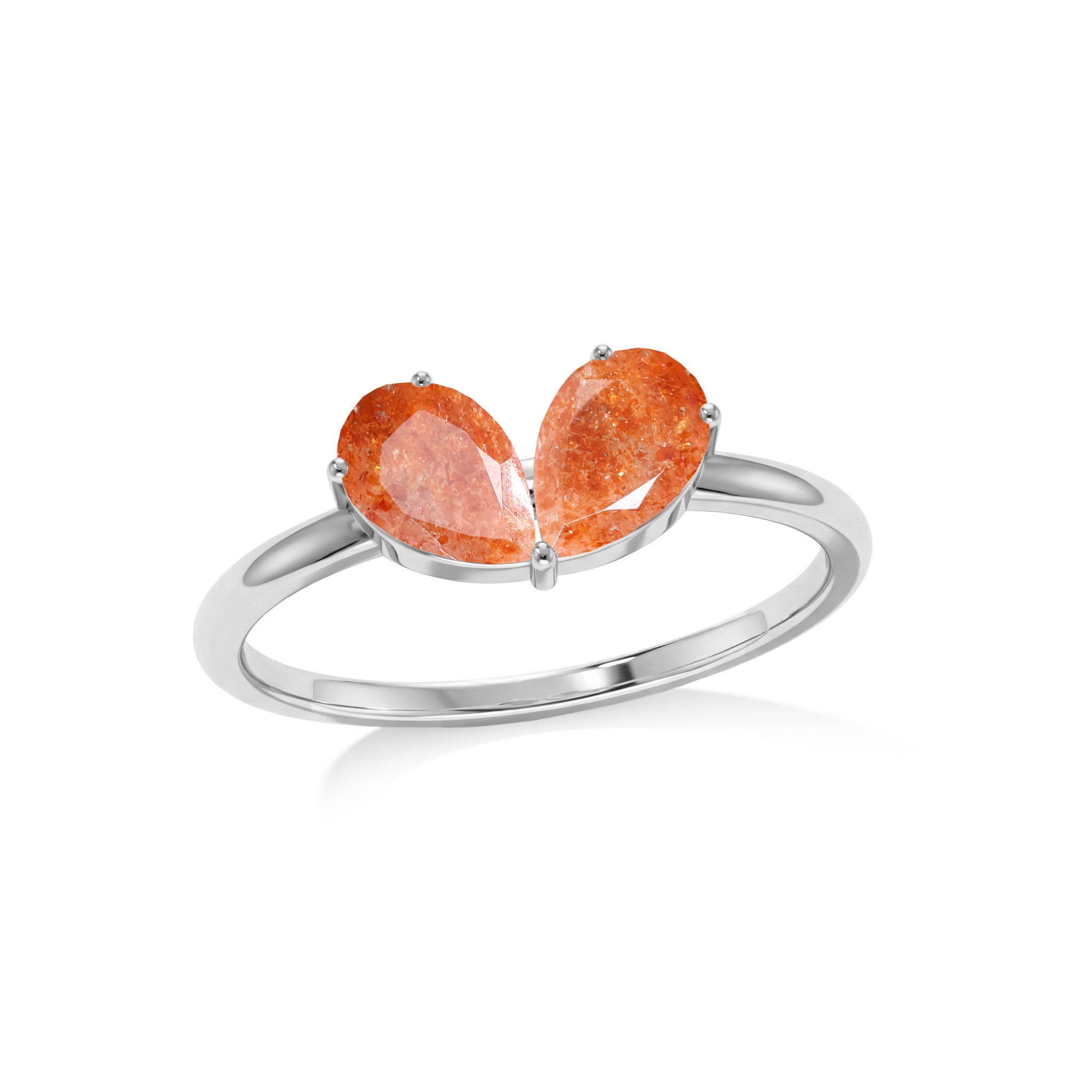 Pear Cut Sunstone Jewelry, Natural Gemstone Ring, Sterling Silver Ring, Women's Gift, Dainty Ring, Handmade Fine Jewelry, Anniversary Gift