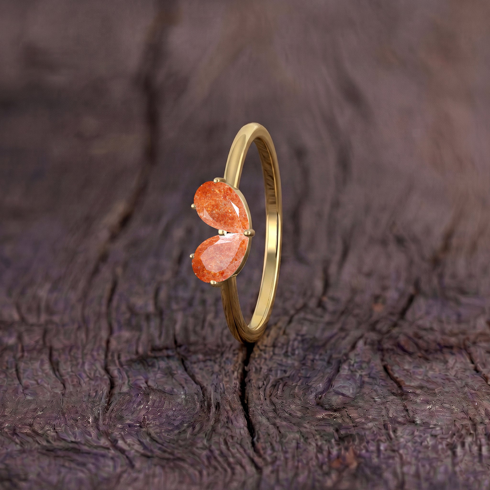 Sunstone Ring for Her, Pear Cut Gemstone Ring, Sterling Silver Jewelry, Handmade Jewelry, Anniversary Ring, Gift for Women, Fashion Ring