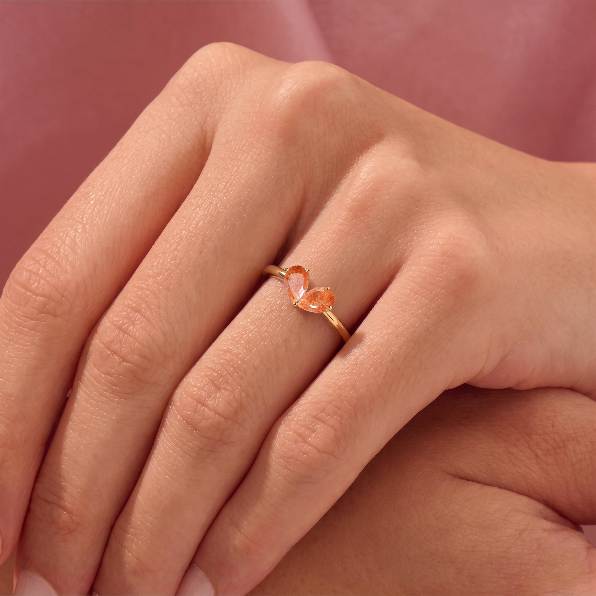 Sunstone Statement Ring, Pear Cut Ring, Handmade Sterling Silver Jewelry, Women's Fine Jewelry, Luxury Ring, Birthday Gift, Gemstone Ring