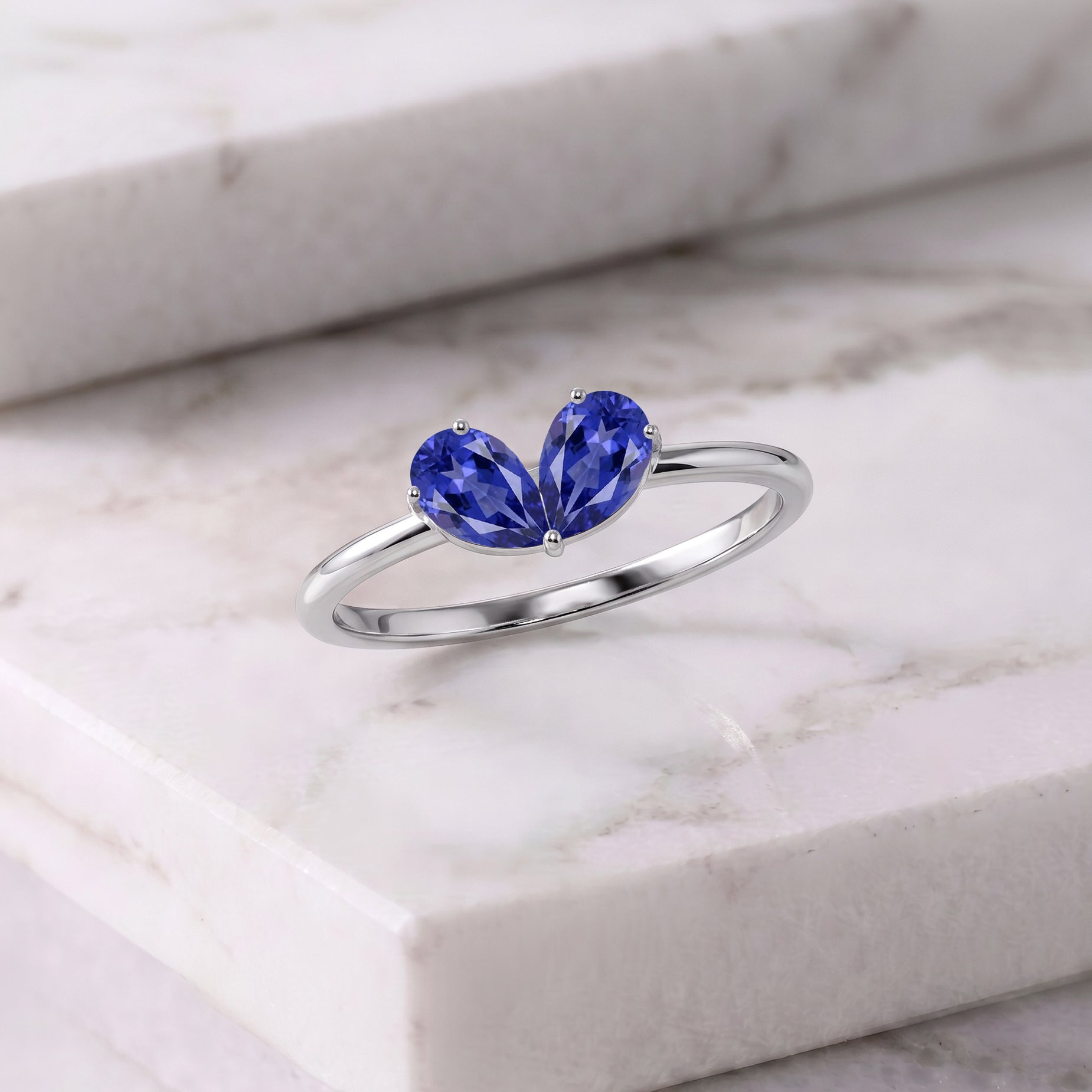 Tanzanite Promise Ring, Pear Cut Ring, Sterling Silver Band, Bridal Jewelry, Handmade Jewelry, Fine Ring, Women's Gift