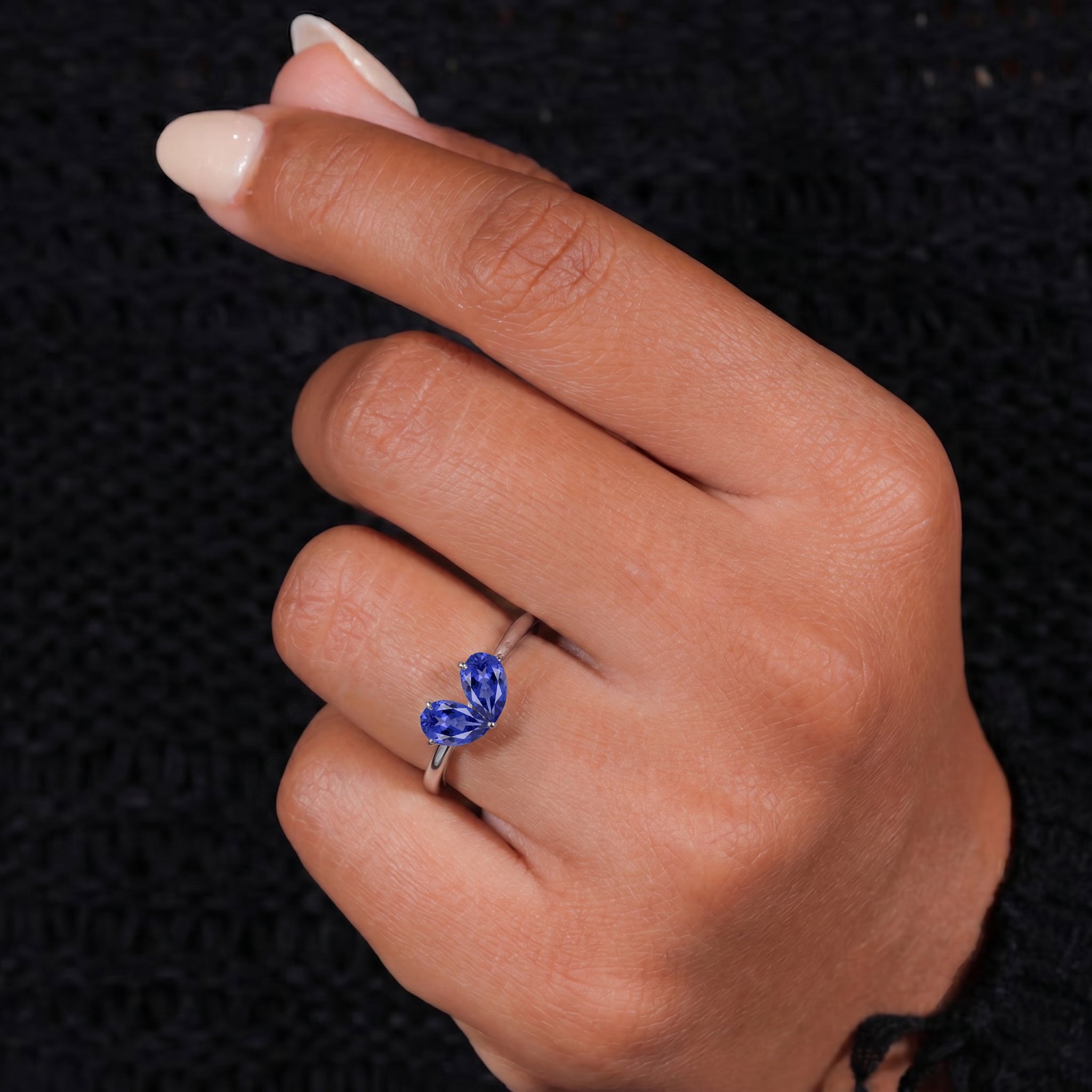 Pear Tanzanite Ring, Lab Gemstone Jewelry, Sterling Silver Ring, Stackable Ring, Women's Jewelry, Handmade Gift, Luxury Ring
