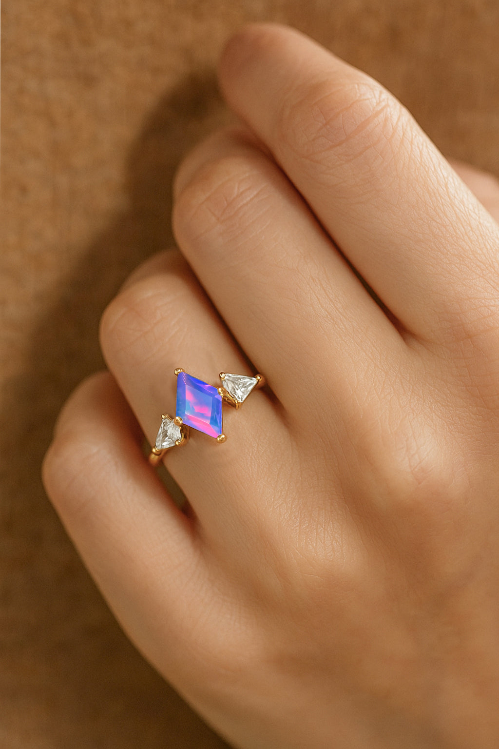 Natural Lavender Opal Three Stone Ring Wedding, Anniversary, Promise Rings