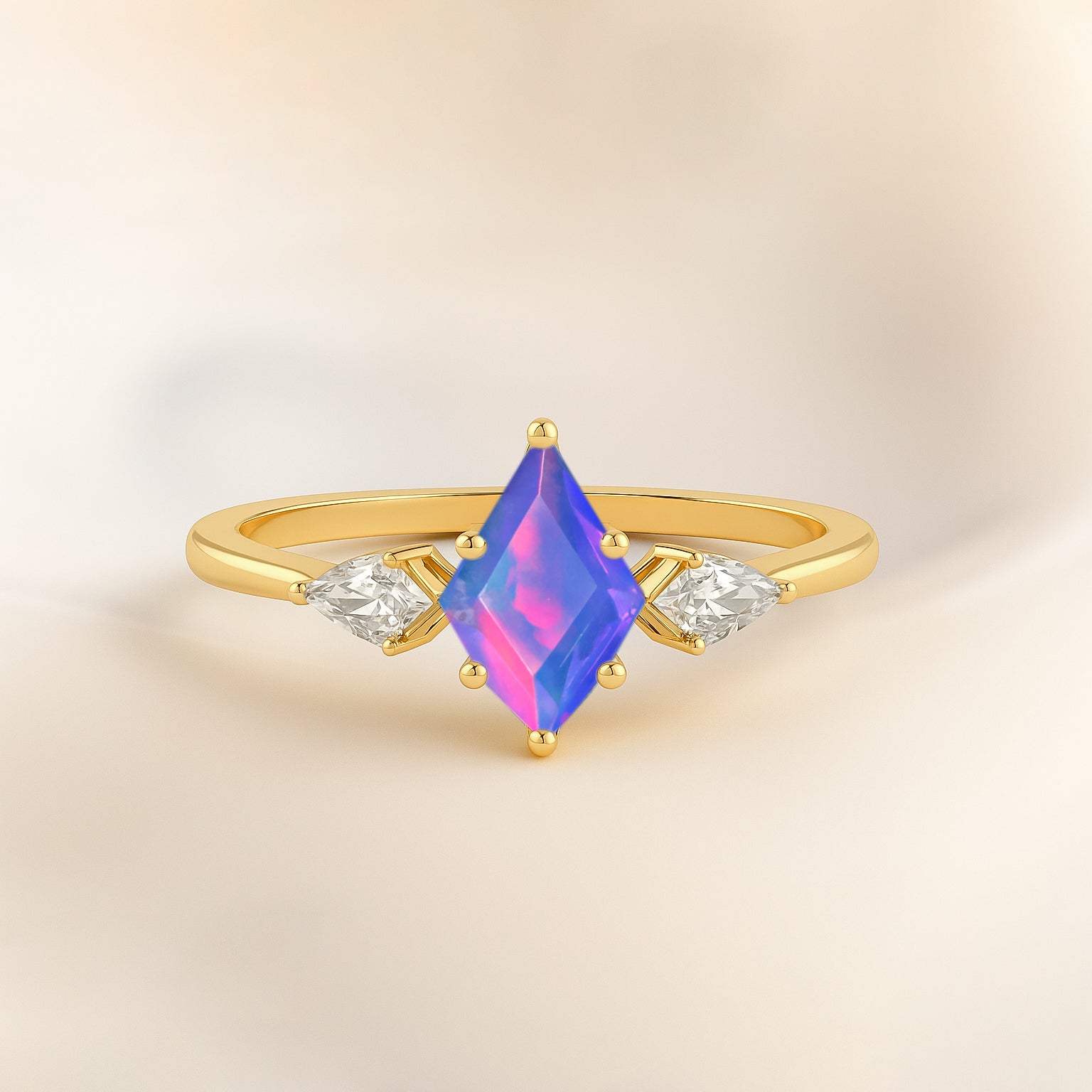 Natural Lavender Opal Three Stone Ring Wedding, Anniversary, Promise Rings