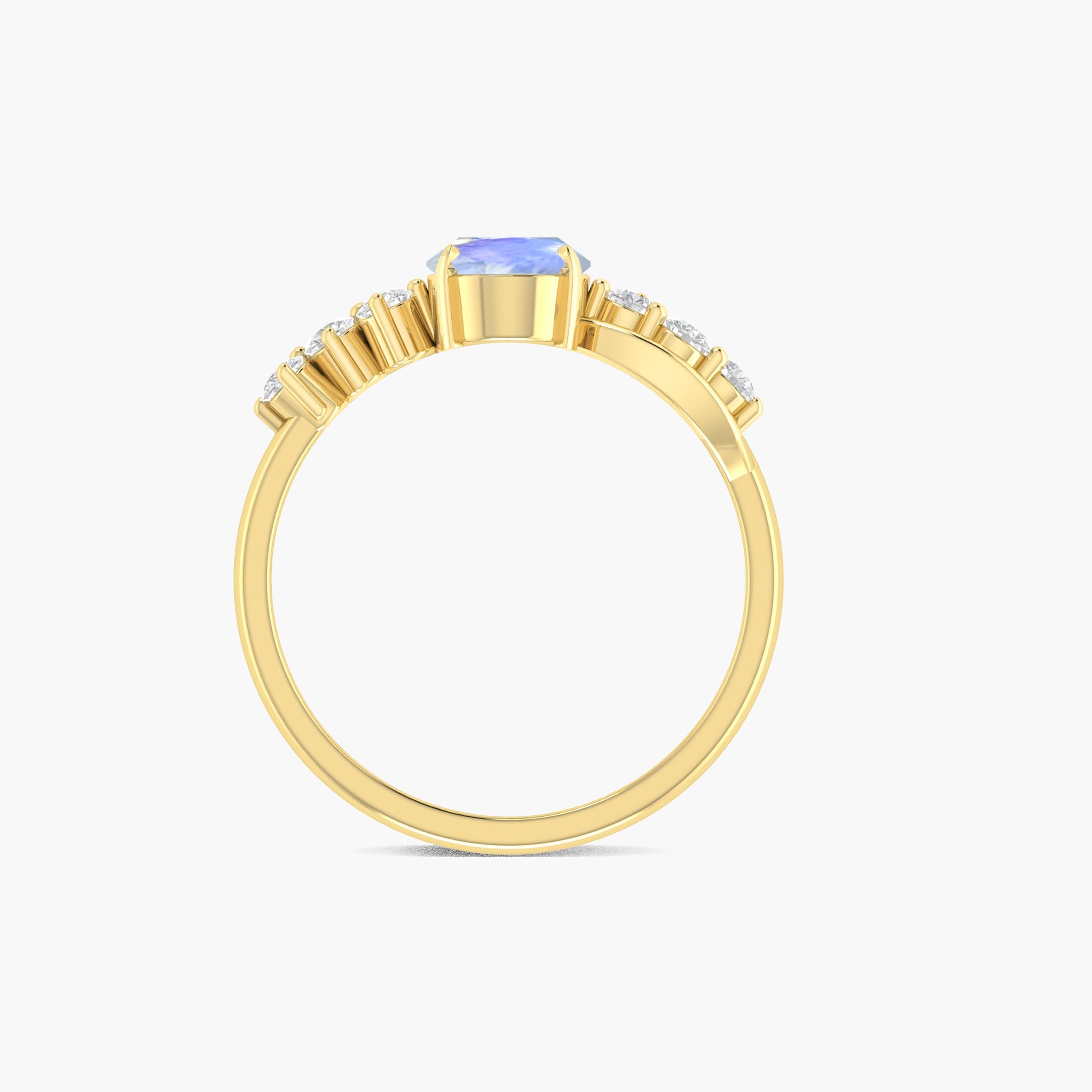 Natural Moonstone Solitaire with Accents Ring with Gold Filled & Sterling Silver