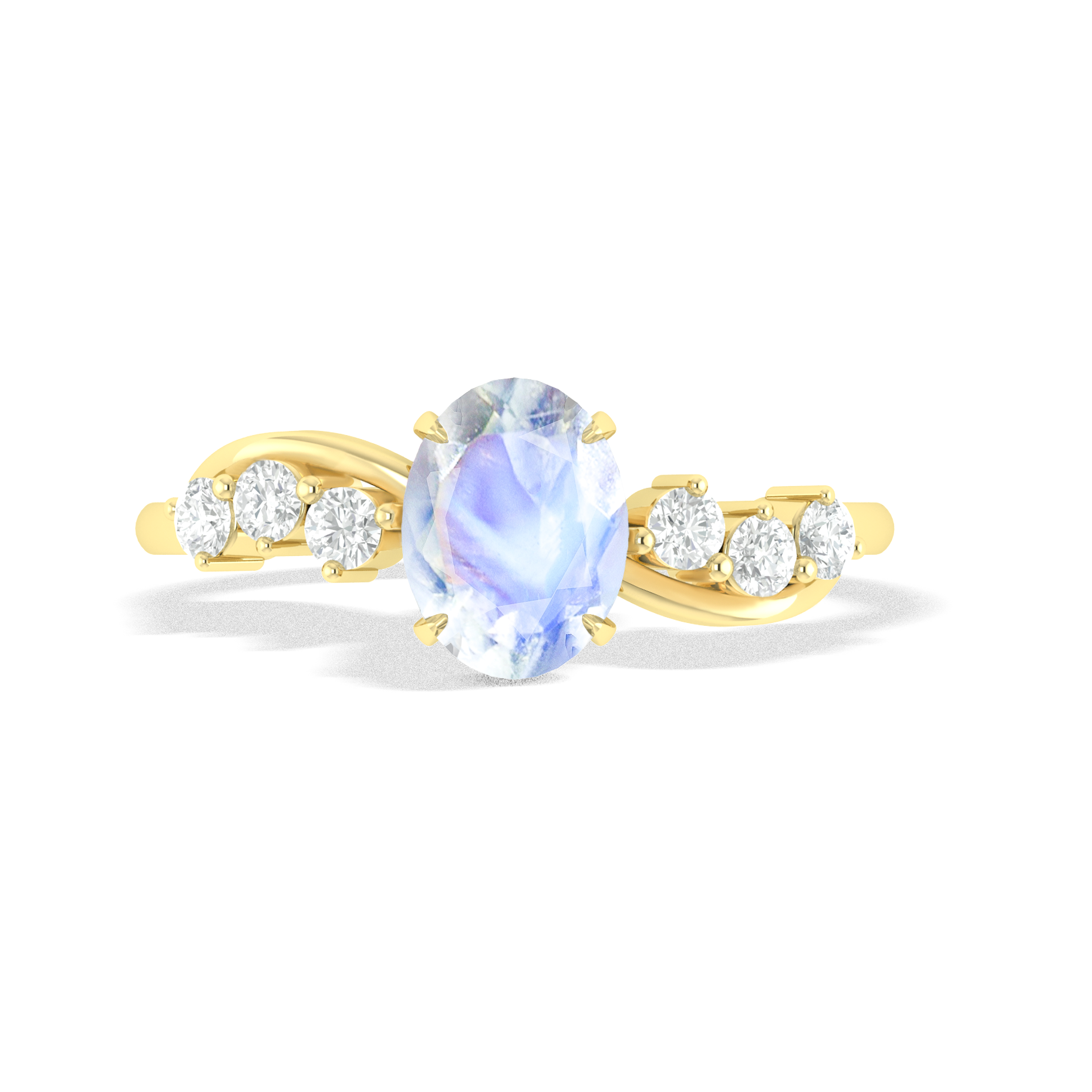 Natural Moonstone Solitaire with Accents Ring with Gold Filled & Sterling Silver