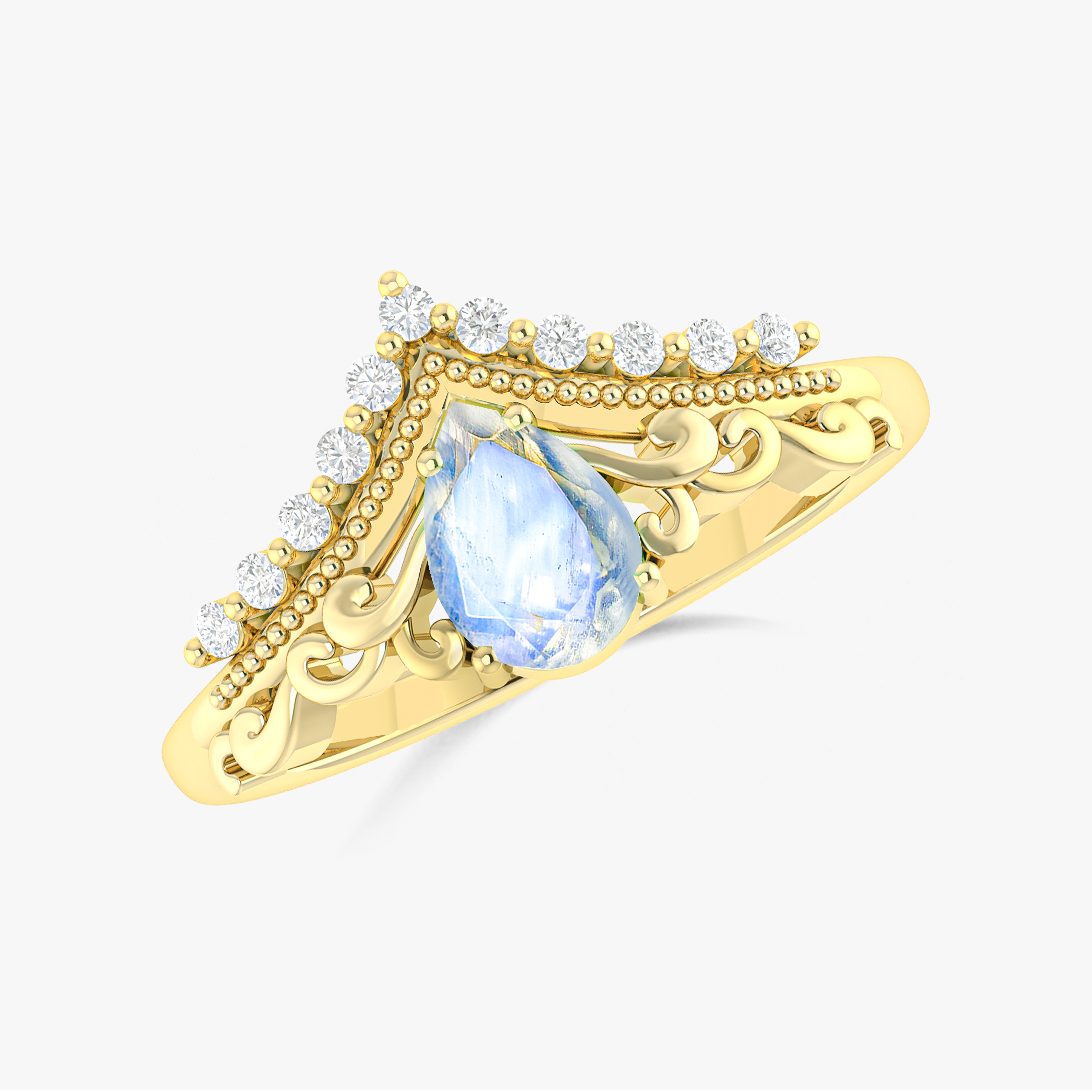 Rainbow Moonstone Ring