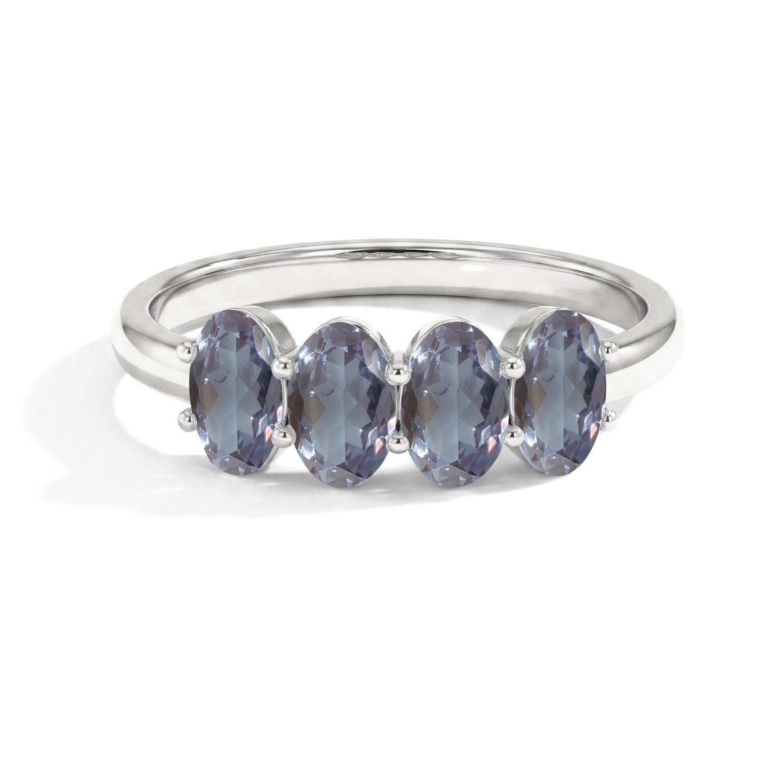 Alexandrite Ring, Four Stone Ring, 925 Sterling Silver Ring, Oval Alexandrite Ring, Stackable Ring, Minimalist Ring, Handmade Ring, Gemstone Ring, Gift for Women, Anniversary Ring, Promise Ring, Dainty Ring