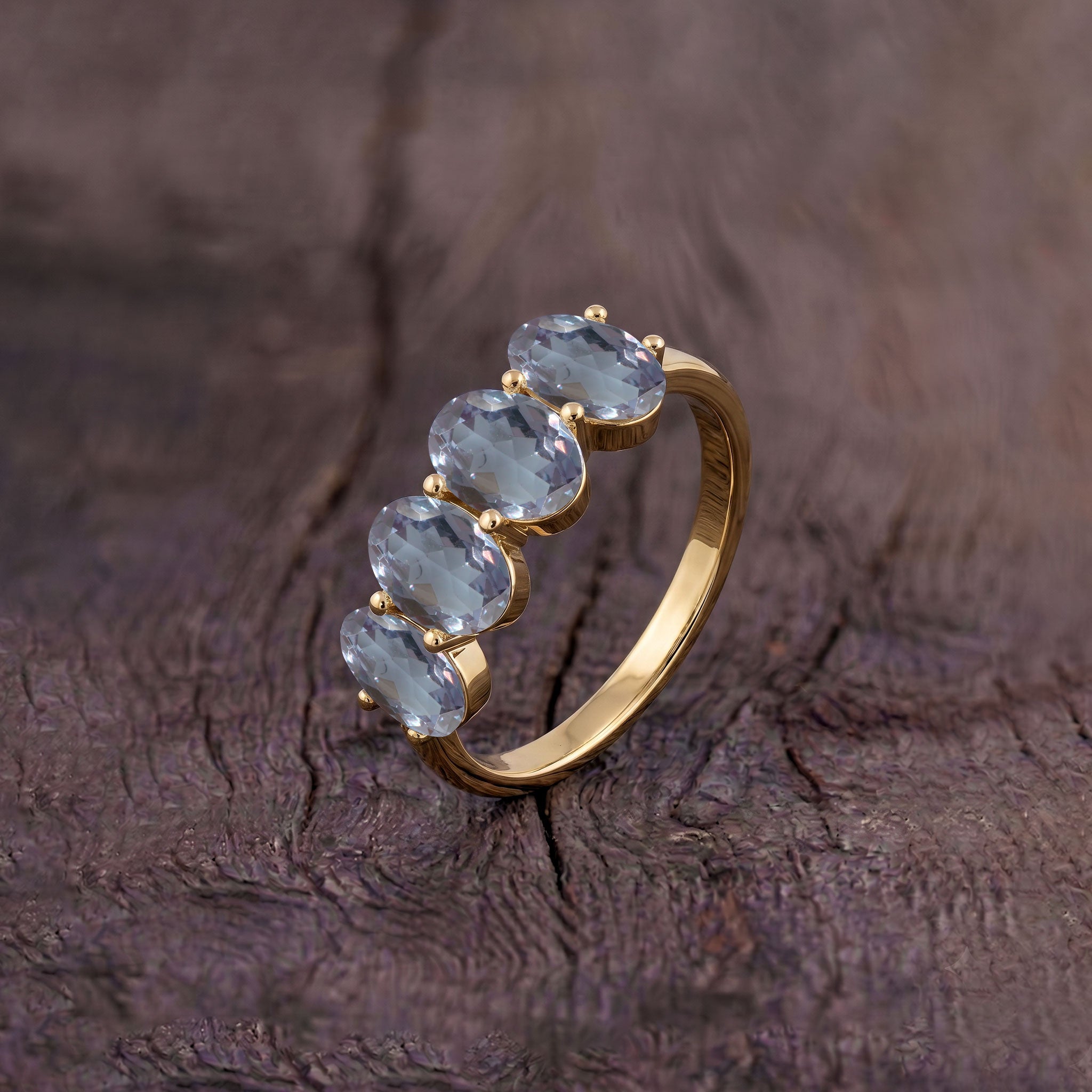 Alexandrite Jewelry Ring, Oval Stone Band, Four Stone Silver Ring, Handmade Fine Ring, Stackable Jewelry, Women's Anniversary Ring, Minimalist Design, Elegant Accessories, Gift for Her, Sterling Silver Jewelry