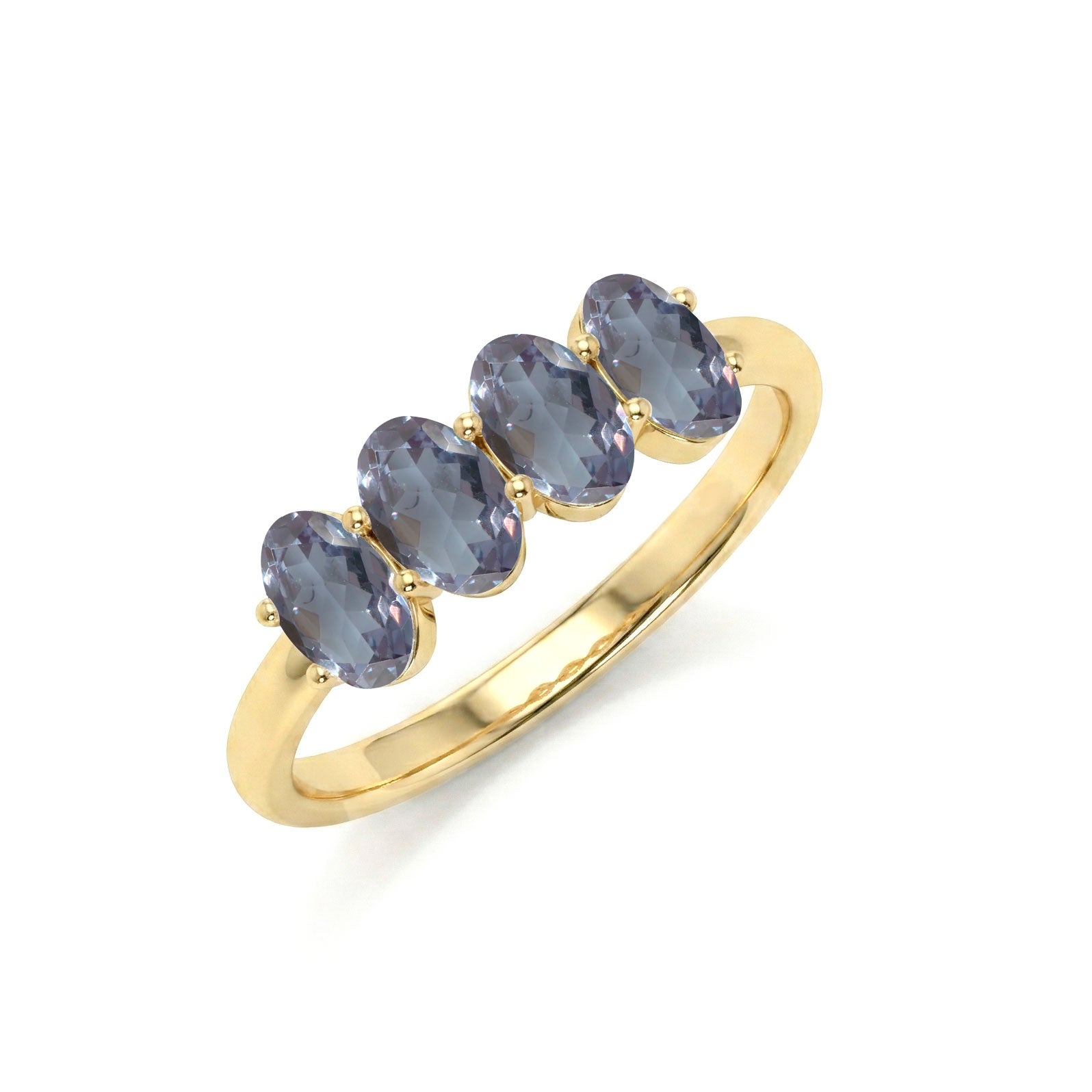 Oval Alexandrite Jewelry, Four Oval Ring, Sterling Silver Jewelry, Handmade Ring, Everyday Jewelry, Fine Gemstone Ring, Dainty Silver Ring, Women's Accessories, Birthday Jewelry, Classic Ring, Stacking Ring