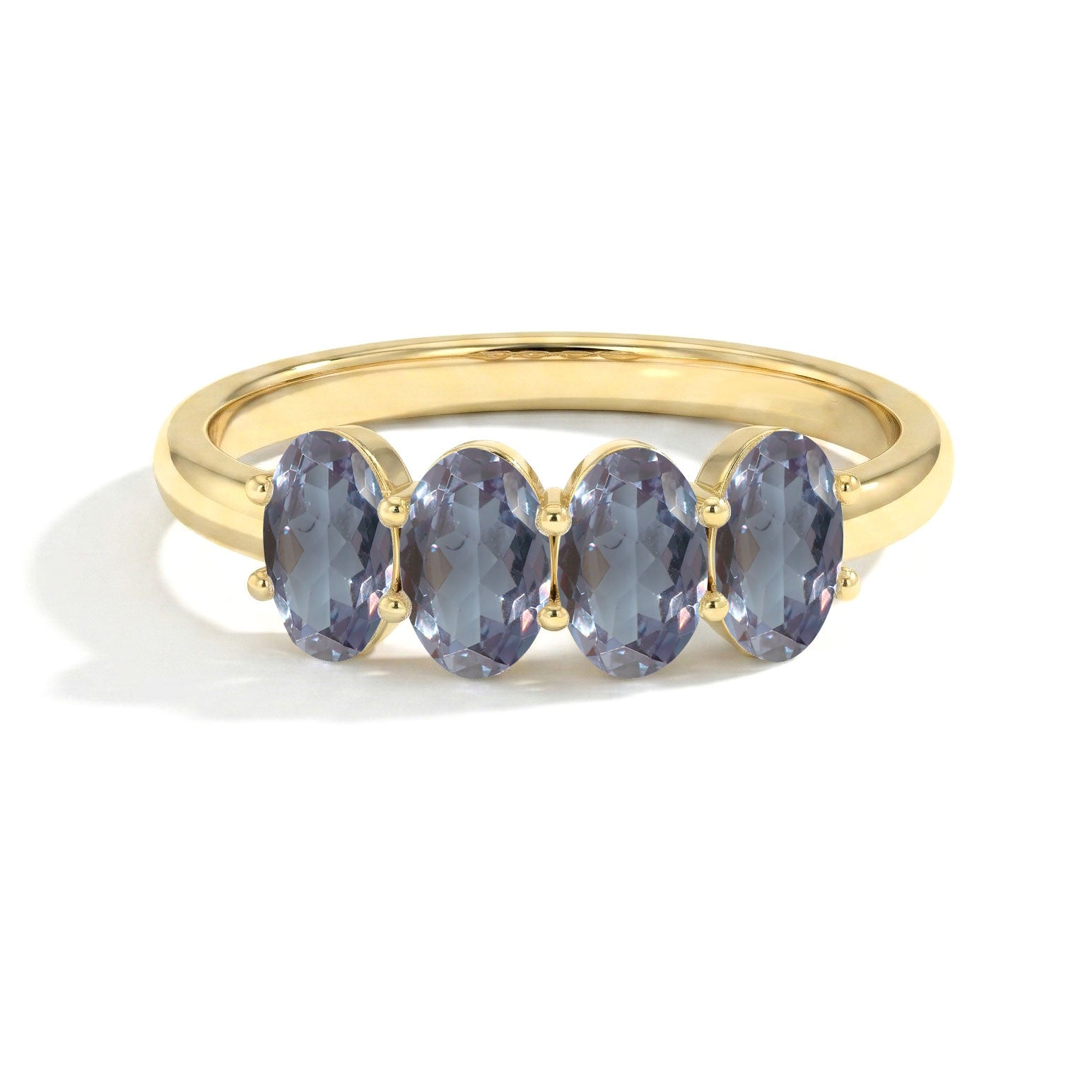 Alexandrite Jewelry, Sterling Silver Ring, Four Gemstone Ring, Oval Cut Ring, Fine Jewelry, Women's Ring, Elegant Ring, Modern Ring, Everyday Ring, Birthday Gift, Handmade Jewelry, Statement Ring
