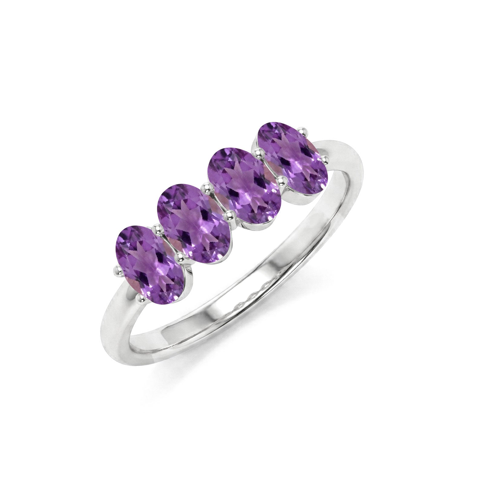 oval amethyst gemstone jewelry, luxury birthstone ring, artisan handcrafted band, elegant polished finish, premium purple gemstones, sophisticated everyday accessory, fine jewelry gift, modern gemstone ring, timeless feminine style, brilliant sparkle