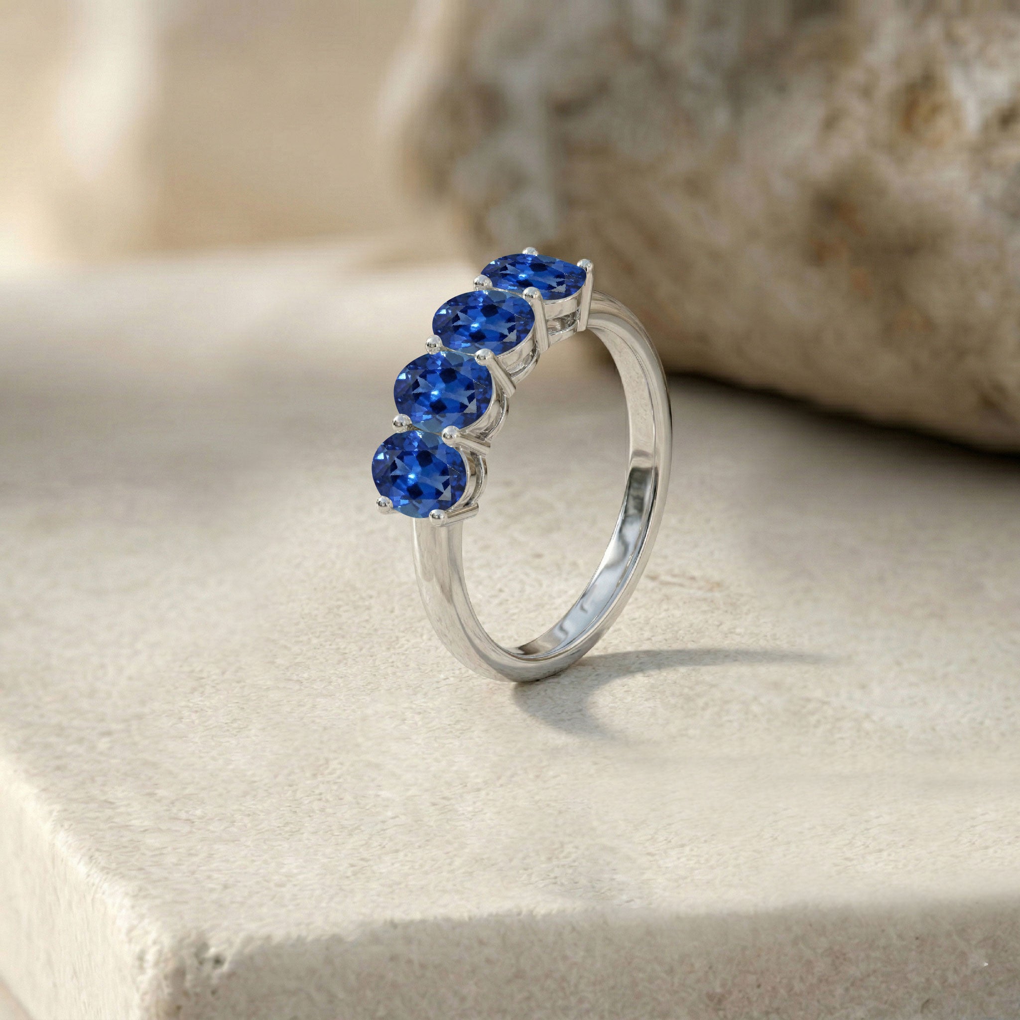 Blue Sapphire Ring Side View, Sapphire Jewelry, Sterling Silver Ring, Yellow Gold Filled Ring, Handmade Jewelry, Women's Jewelry, Fine Sapphire Ring, Elegant Ring, Gift for Women, Stackable Ring, Gemstone Jewelry