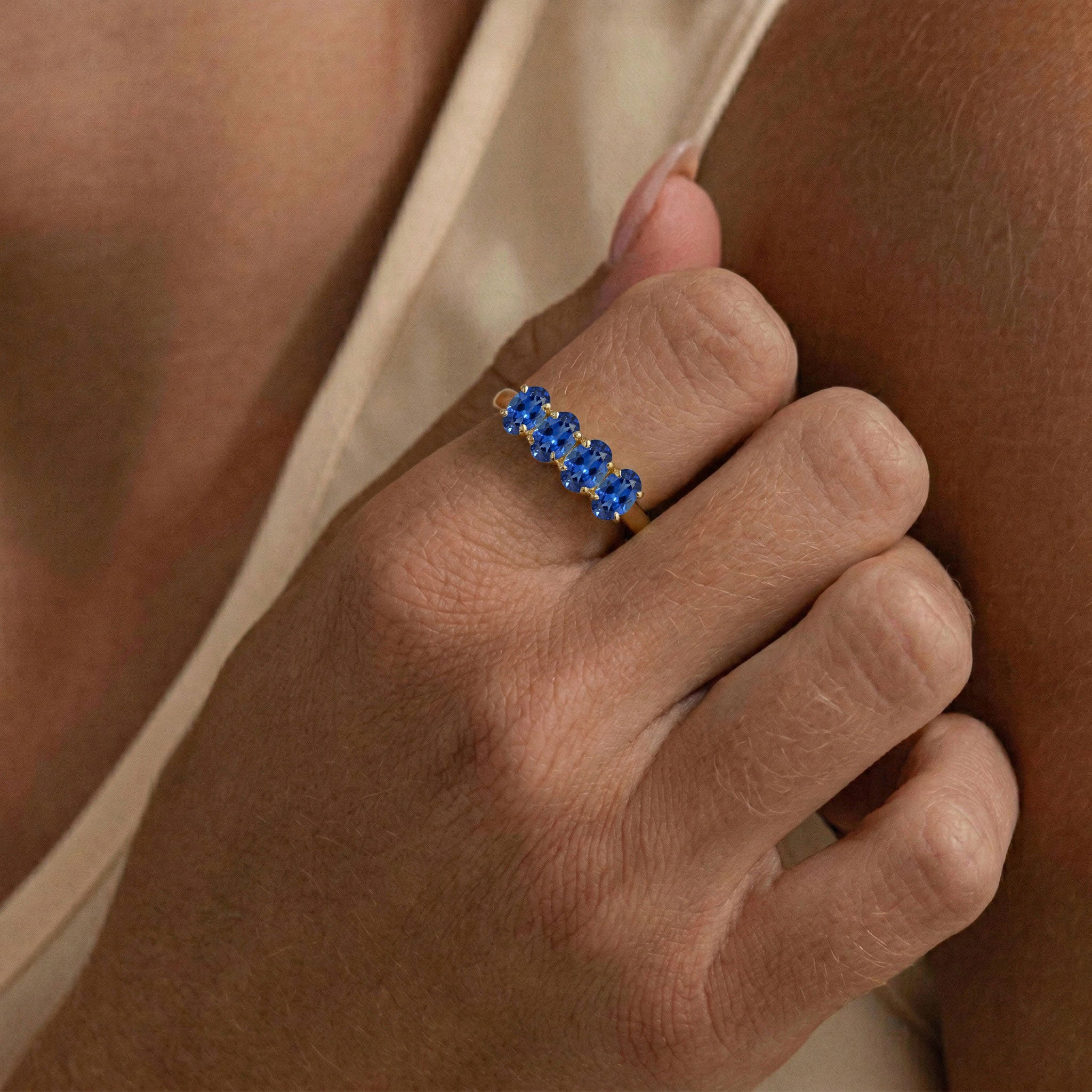 Blue Sapphire Ring, Genuine Sapphire Ring, Bridal Ring, Handmade Jewelry, Sterling Silver Jewelry, Yellow Gold Filled Ring, Elegant Ring, Luxury Jewelry, Women's Accessories, Sapphire Gift, Classic Ring