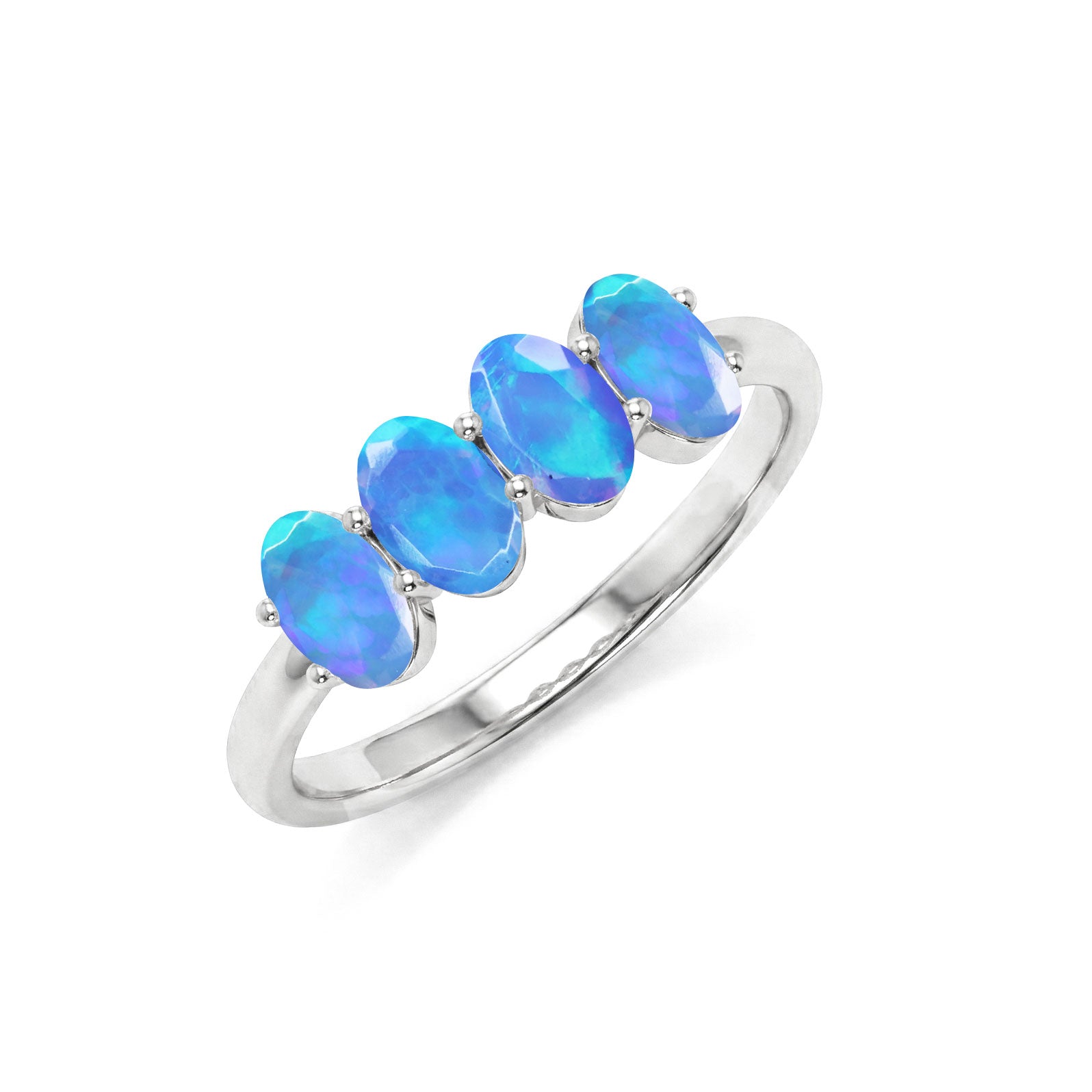 Blue Opal Stackable Ring, Genuine Blue Opal Ring, Sterling Silver Band, Layering Ring, Minimalist Jewelry, Women's Fashion Ring, Handmade Opal Jewelry, Ocean Blue Gemstone, October Birthstone Gift, Dainty Ring, Fine Jewelry, Everyday Wear