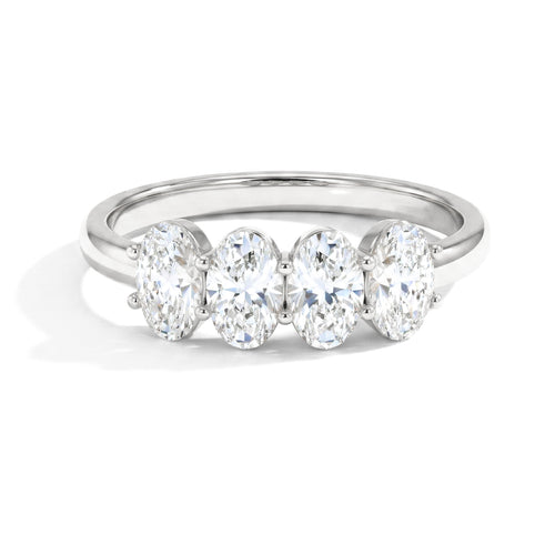 Luxury Four Stone Moissanite Ring In 925 Sterling Silver or Yellow Gold Filled Designed for Everyday Elegance