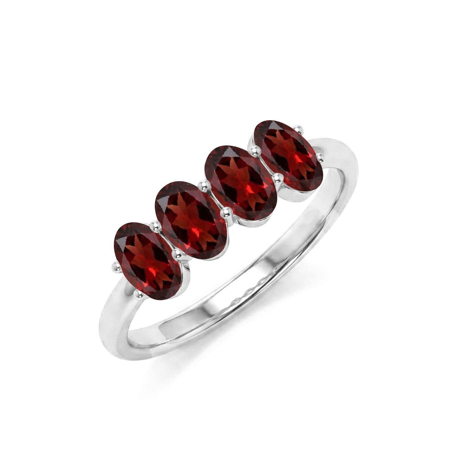 Macro Garnet Ring, Close Up Garnet Jewelry, Four Stone Ring, Oval Garnet Ring, Natural Garnet Jewelry, Red Gemstone Ring, Sterling Silver Jewelry, Gold Filled Jewelry, Handmade Ring, Stackable Ring, Fine Jewelry, Artisan Jewelry, Luxury Ring, January Birthstone, Women's Jewelry