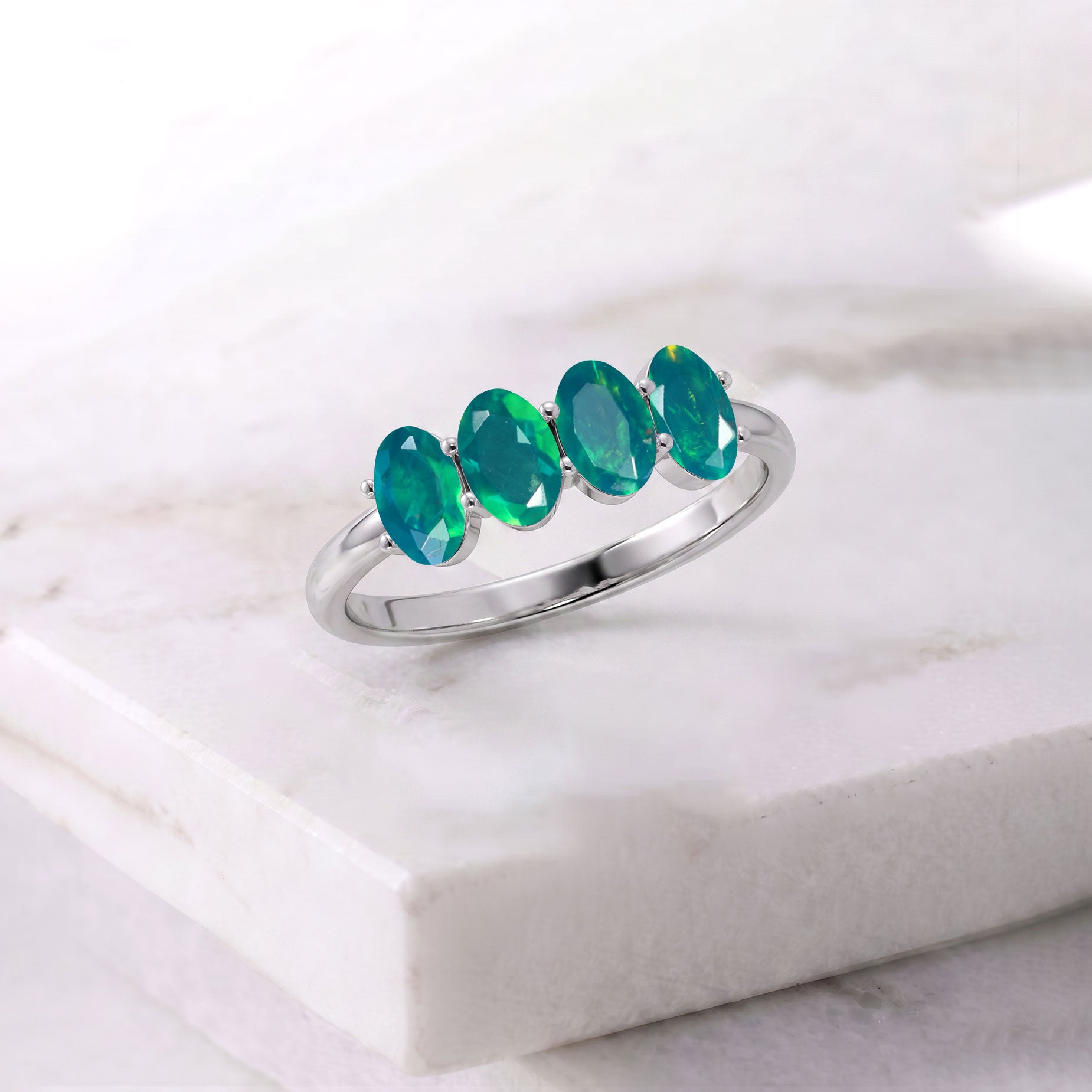 Natural Green Opal Jewelry, Green Opal Fashion Ring, Real Green Opal Ring, Stackable Women's Ring, Sterling Silver Opal Ring, Gold Filled Gemstone Ring, Handmade Jewelry, Fine Jewelry, October Birthstone Ring, Elegant Everyday Ring
