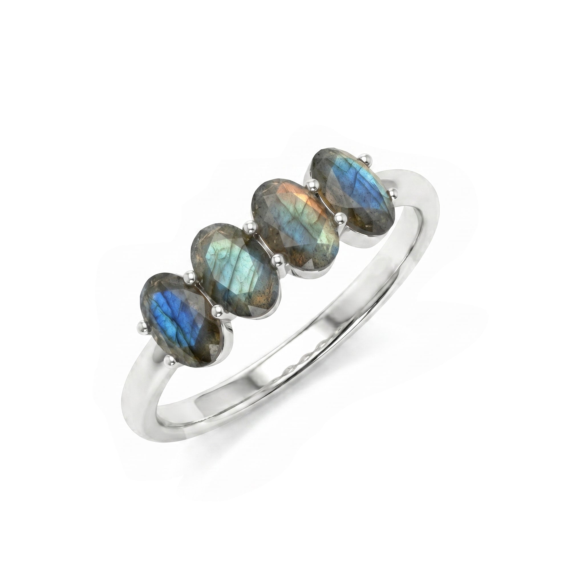 Sterling silver Labradorite ring, oval gemstone jewelry, handcrafted design, blue iridescence, contemporary ring, women's jewelry, minimalist accessory, premium gift, fine ring