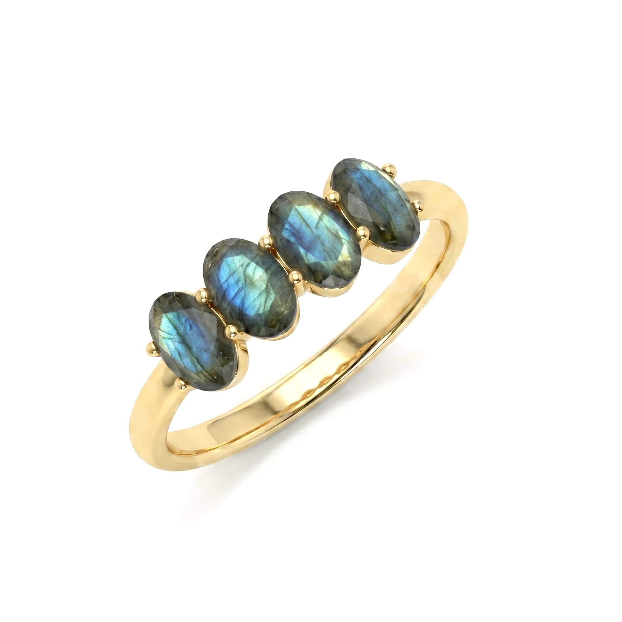 Labradorite gemstone ring, silver finish, polished band, oval gemstone jewelry, everyday ring, elegant style, artisan made, women's accessory, fine jewelry, gift
