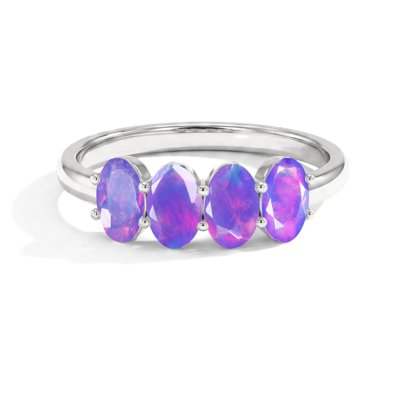 Lavender Opal Jewelry, Oval Gemstone Ring, Four Oval Opal Ring, Faceted Opal Ring, Gold Filled Jewelry, Sterling Silver Jewelry, Handmade Jewelry, Elegant Ring, Fashion Ring, Statement Ring, Women's Ring, October Birthstone Jewelry, Luxury Jewelry, High Polish Ring, Fine Ring, Color Play Opal, Artisan Crafted Ring, Minimal Jewelry, Stack Ring, Gift Ring