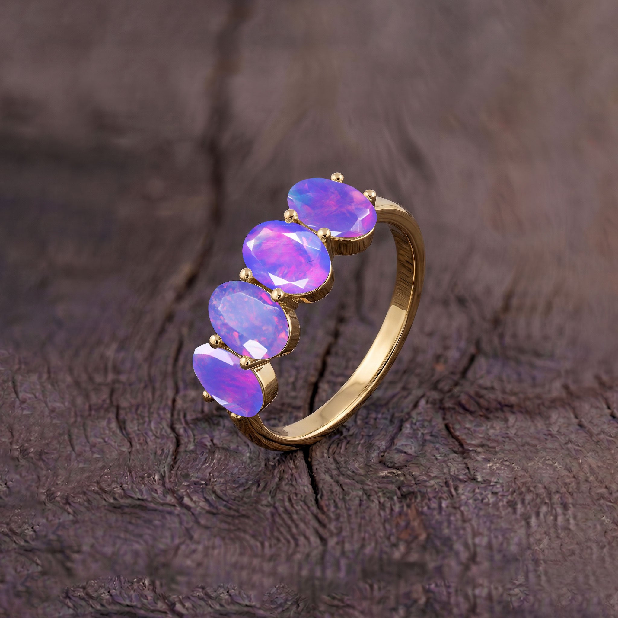 Lavender Opal Fashion Ring, Oval Stone Jewelry, Four Gemstone Ring, Gold Filled Jewelry, Sterling Silver Jewelry, Handmade Ring, Women's Fashion Jewelry, Fine Jewelry, Luxury Ring, Everyday Ring, Minimalist Jewelry, Elegant Ring, Artisan Jewelry, Birthday Gift, Anniversary Gift, Stackable Ring, Opal Jewelry, Modern Ring, High Polish Ring, Designer Jewelry