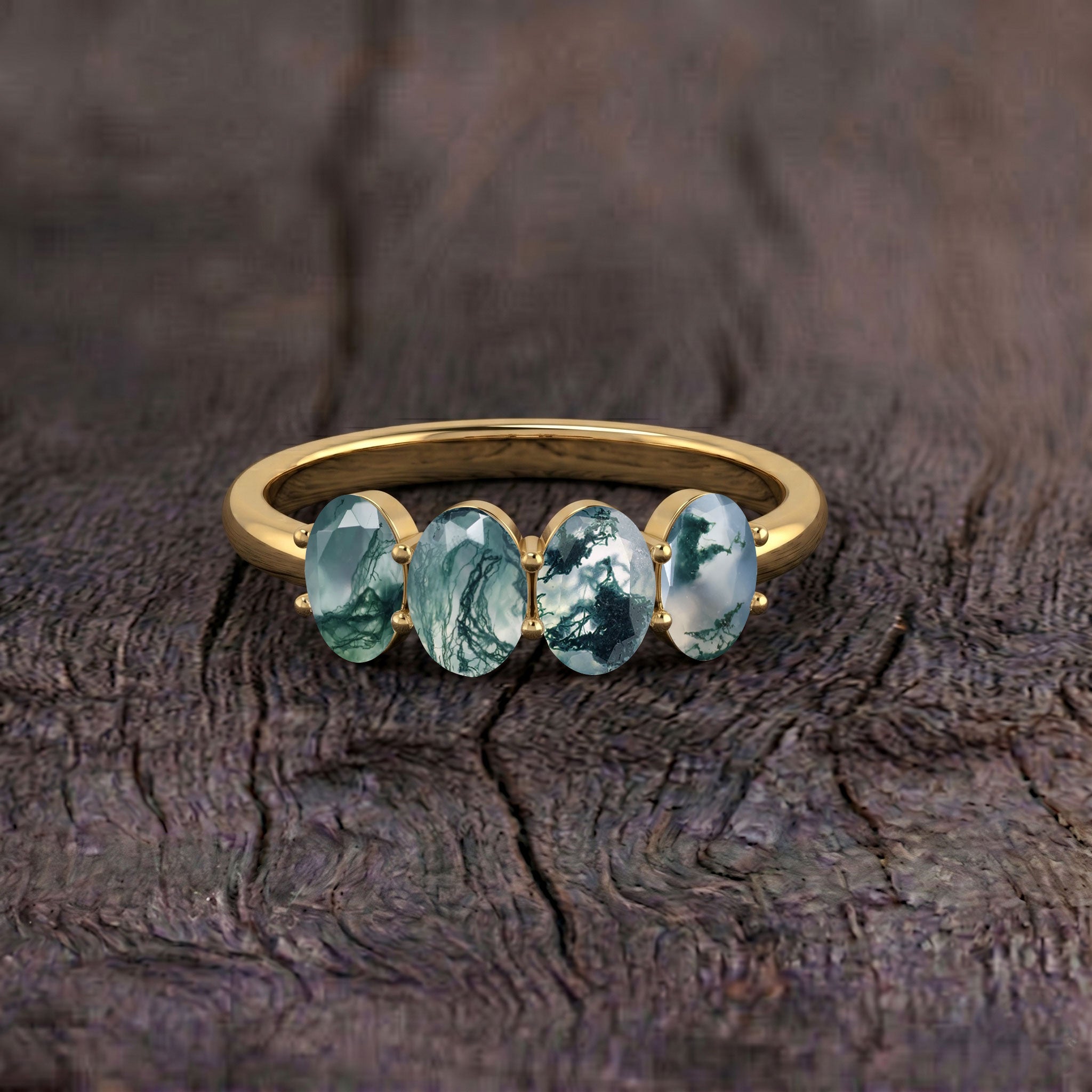 Moss Agate Wedding Ring, Genuine Moss Agate Jewelry, Green Gem Ring, Artisan Ring, Oval Gemstone Jewelry, Forest Inspired Ring, Minimal Ring, Women's Fashion Ring, Handmade Band, Elegant Jewelry