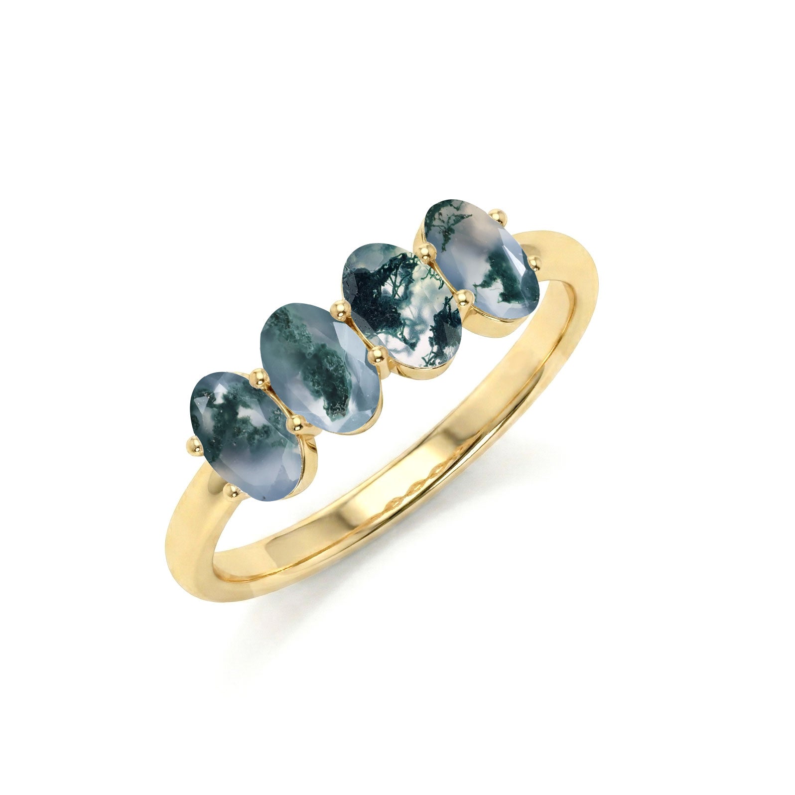 Natural Gemstone Ring, Moss Agate Engagement Ring, Oval Moss Agate Jewelry, Forest Green Ring, Boho Ring, Minimal Jewelry, Delicate Ring, Promise Ring, Anniversary Gift, Women's Jewelry