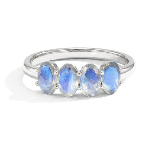 Handcrafted Rainbow Moonstone Ring In 925 Sterling Silver or Yellow Gold Filled For Women