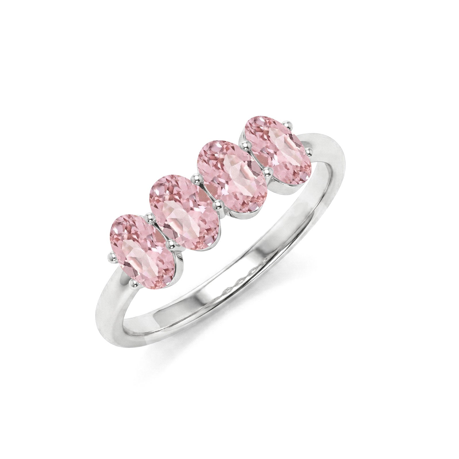 oval tourmaline ring, four stone jewelry, pink crystal ring, delicate gemstone band, sophisticated ring, anniversary gift, women's jewelry, modern elegance, stackable band, timeless accessory