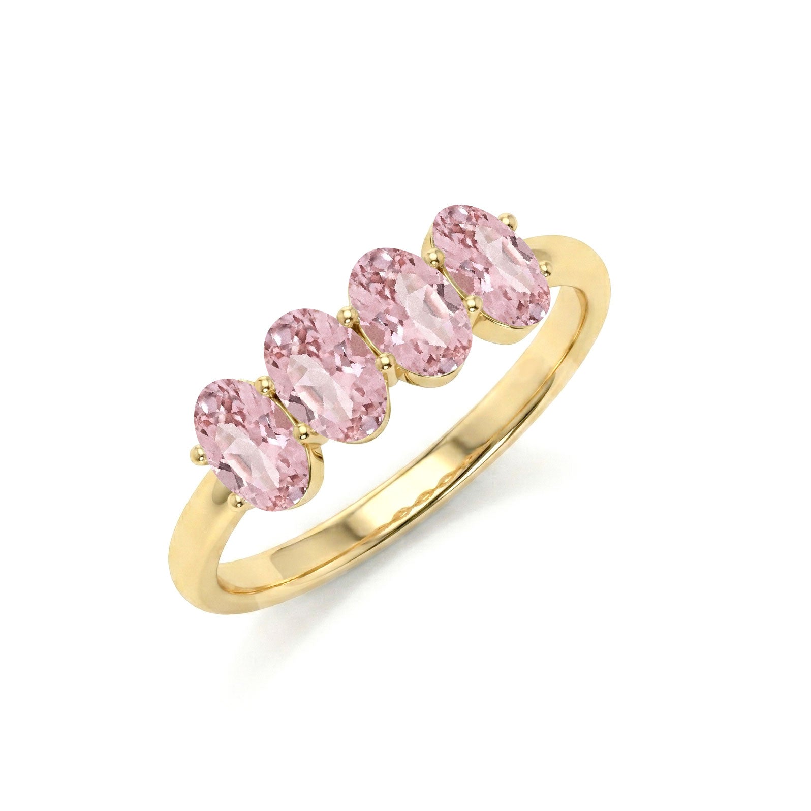 pink gemstone band, four oval tourmaline ring, refined jewelry, minimalist style, handcrafted ring, elegant stacking band, blush gemstone ring, fine jewelry, everyday accessory, unique gift