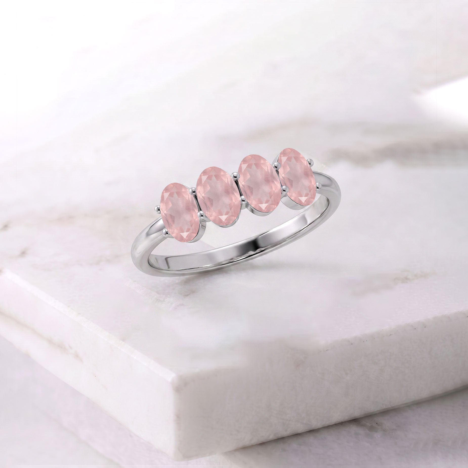 Rose Quartz romantic ring, gift for her, women's jewelry, oval pink ring, elegant jewelry, stackable ring, anniversary gift, crystal ring, luxury jewelry, fashion accessory, feminine gemstone jewelry, blush stone ring