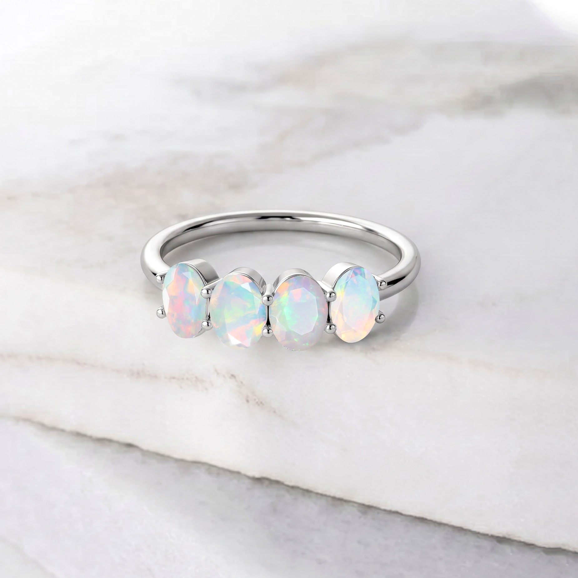 White Opal Statement Ring, Genuine White Opal, Handmade Jewelry, Sterling Silver Ring, Yellow Gold Filled Ring, Fine Jewelry, Elegant Ring, Opal Gift, Women's Accessories, Minimal Ring, Designer Ring