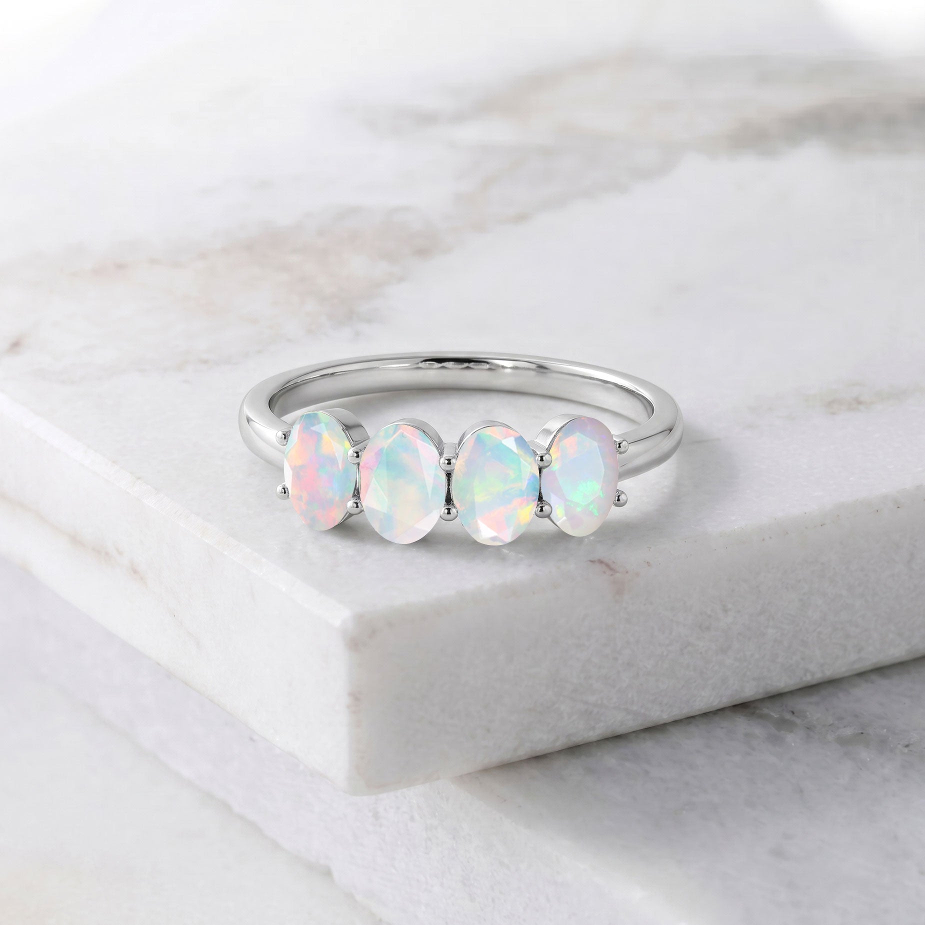 White Opal Ring Side View, White Opal Jewelry, Sterling Silver Ring, Yellow Gold Filled Ring, Handmade Jewelry, Elegant Ring, Women's Jewelry, Fine Gemstone Ring, Gift for Her, Stackable Ring, Solitaire Ring