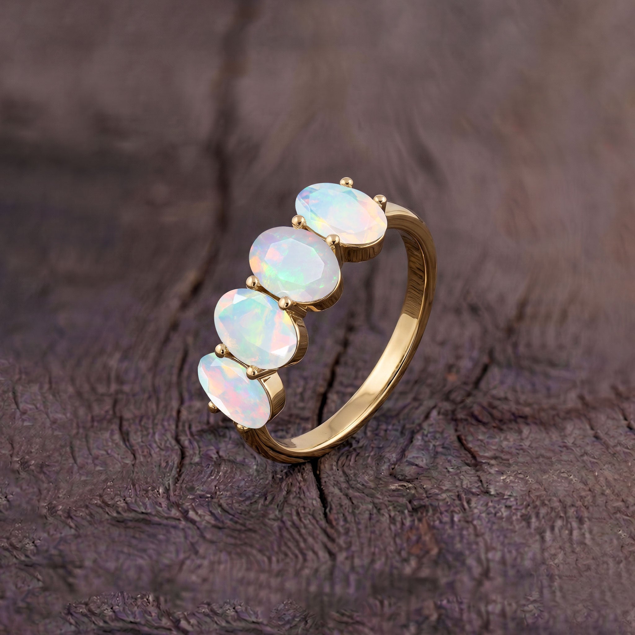 White Opal Ring, Handmade White Opal Jewelry, Solitaire Opal Ring, Sterling Silver Ring, Yellow Gold Filled Ring, Fine Jewelry, Minimalist Jewelry, Women's Ring, Anniversary Gift, Engagement Ring, Elegant Gemstone Ring