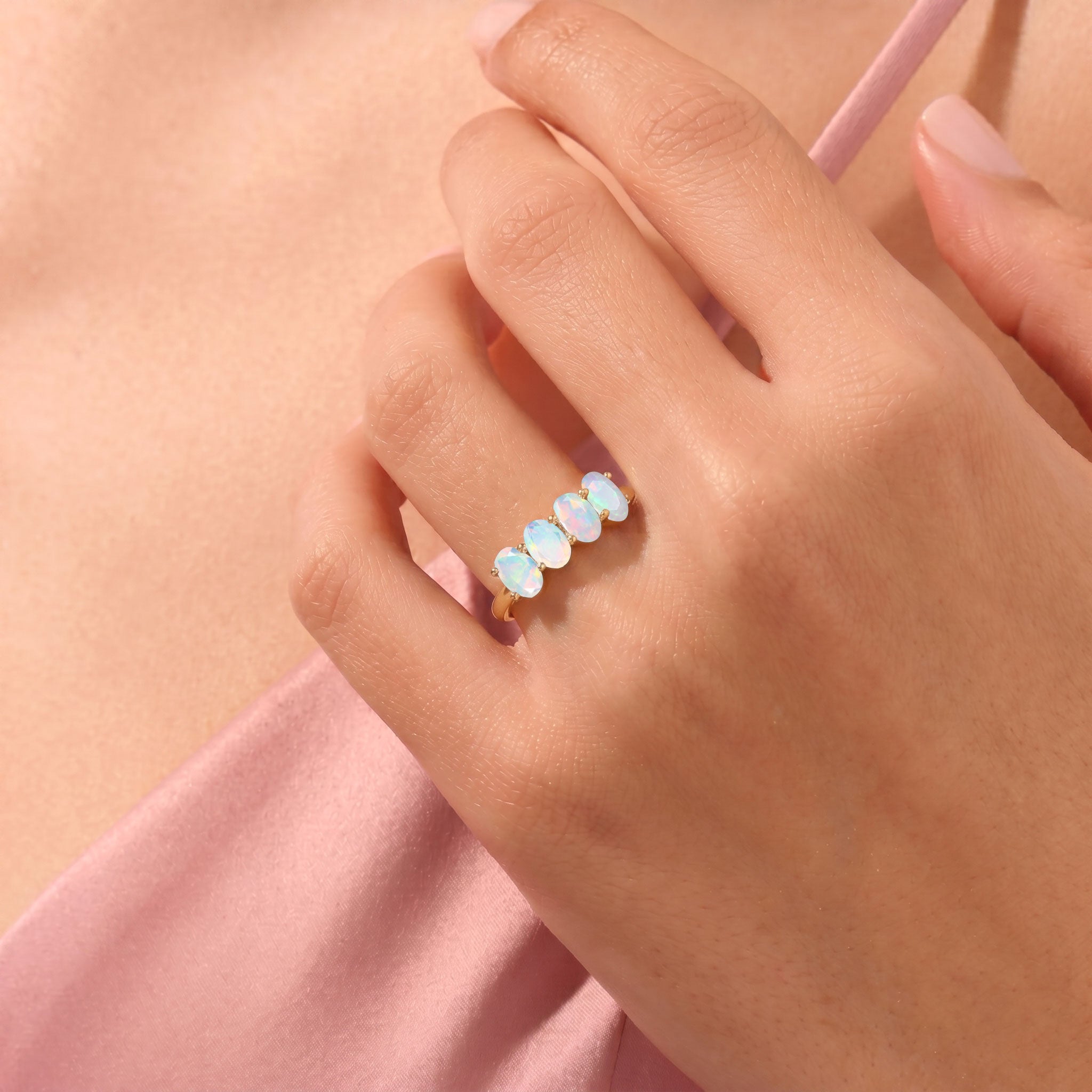 Natural White Opal Ring, White Opal Solitaire, Gemstone Ring, Sterling Silver Jewelry, Handmade Jewelry, Gold Filled Ring, Minimal Jewelry, Gift for Her, Fine Ring, Designer Jewelry, Women's Ring