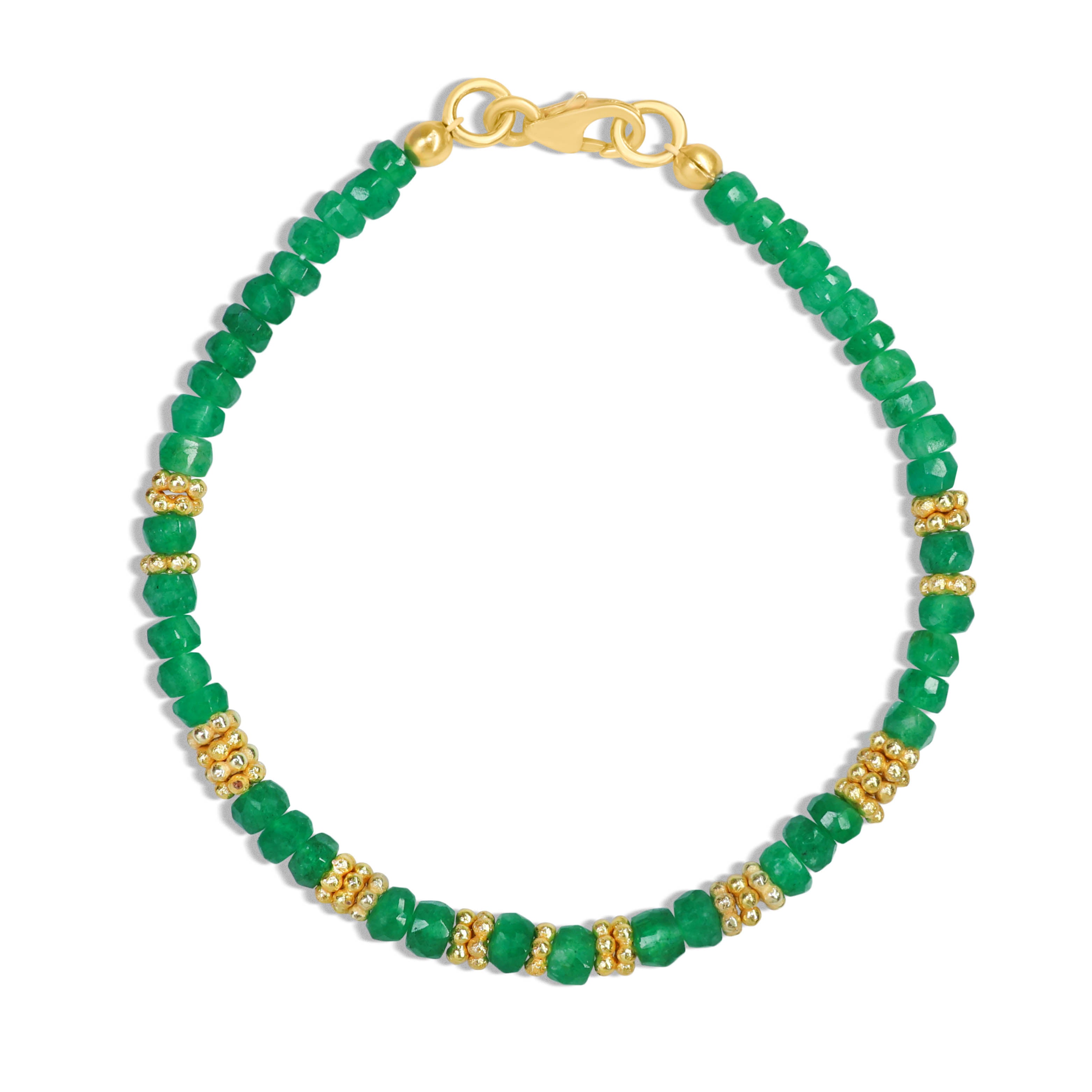 Natural Emerald Gemstone Separator Beaded Bracelet