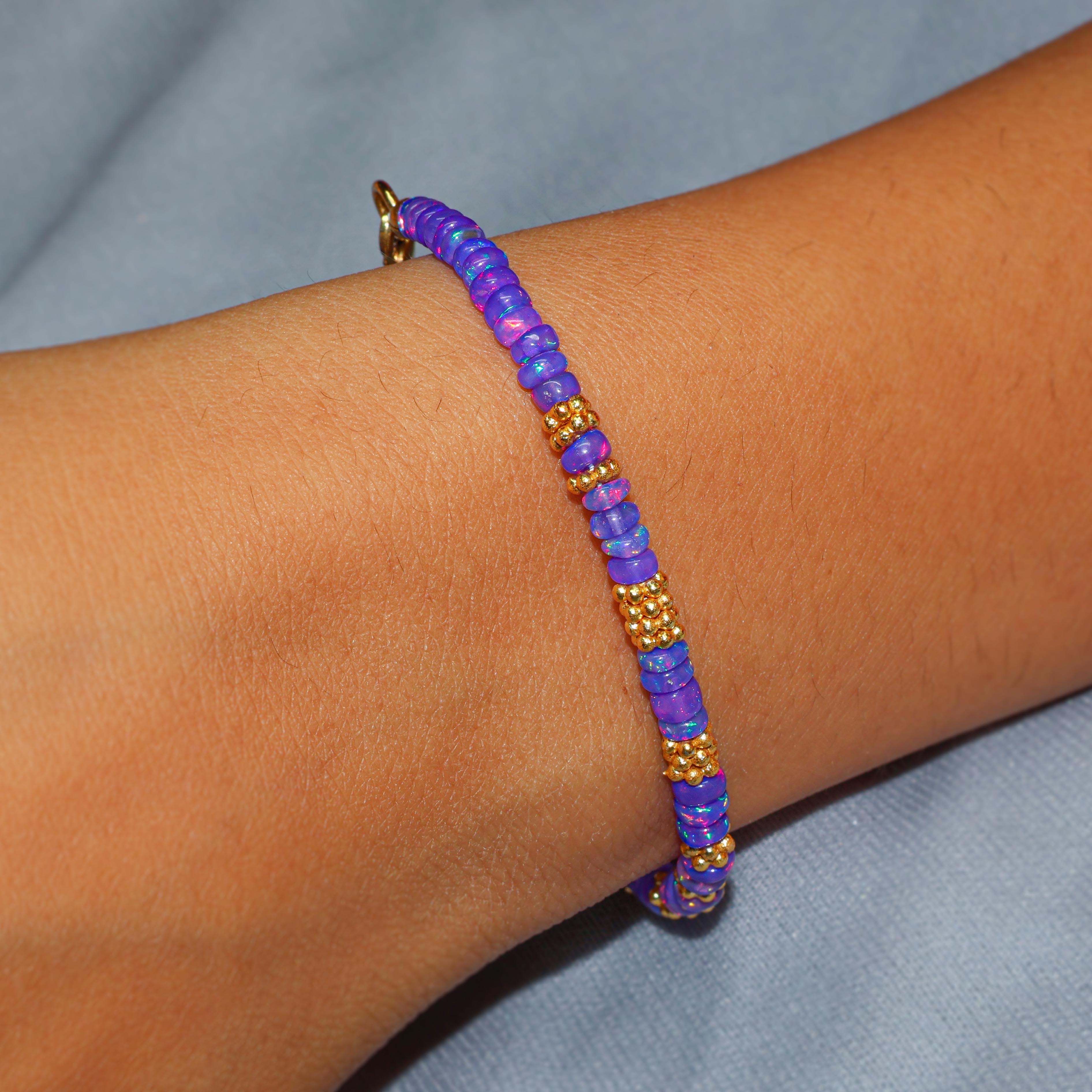 Natural Lavender Opal Separator Beaded Bracelet