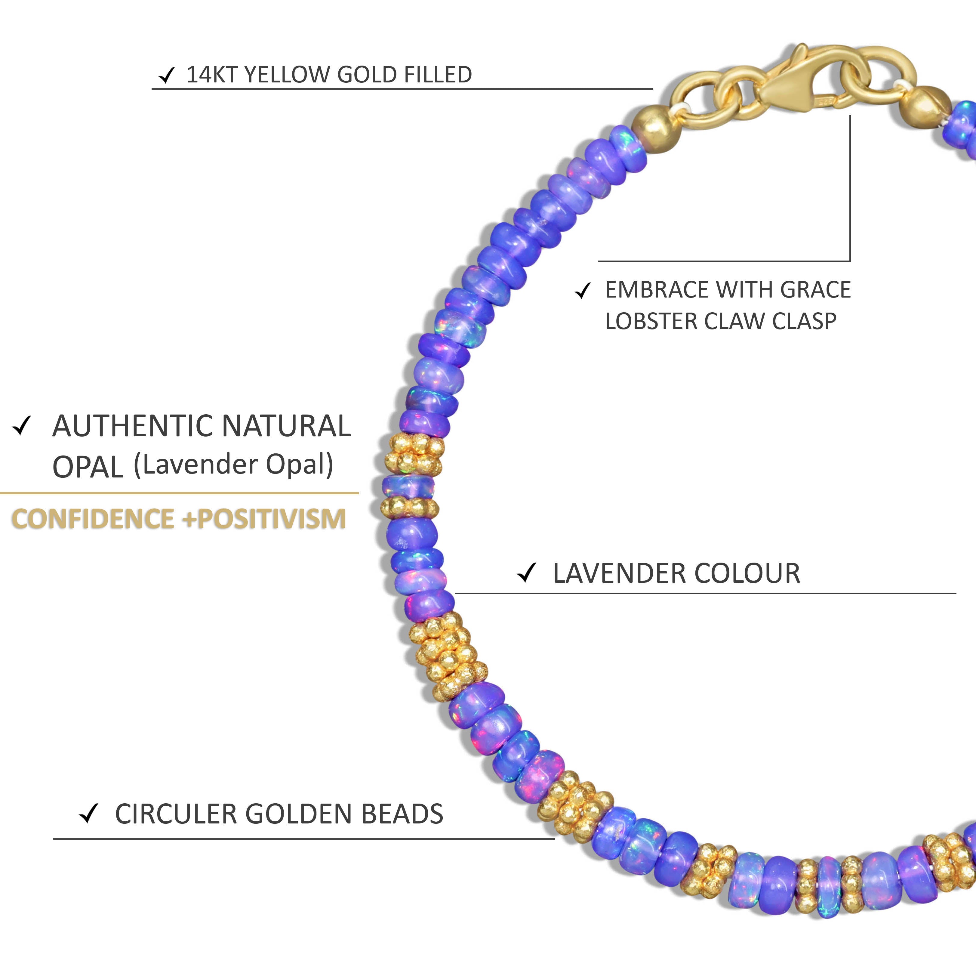 Natural Lavender Opal Separator Beaded Bracelet