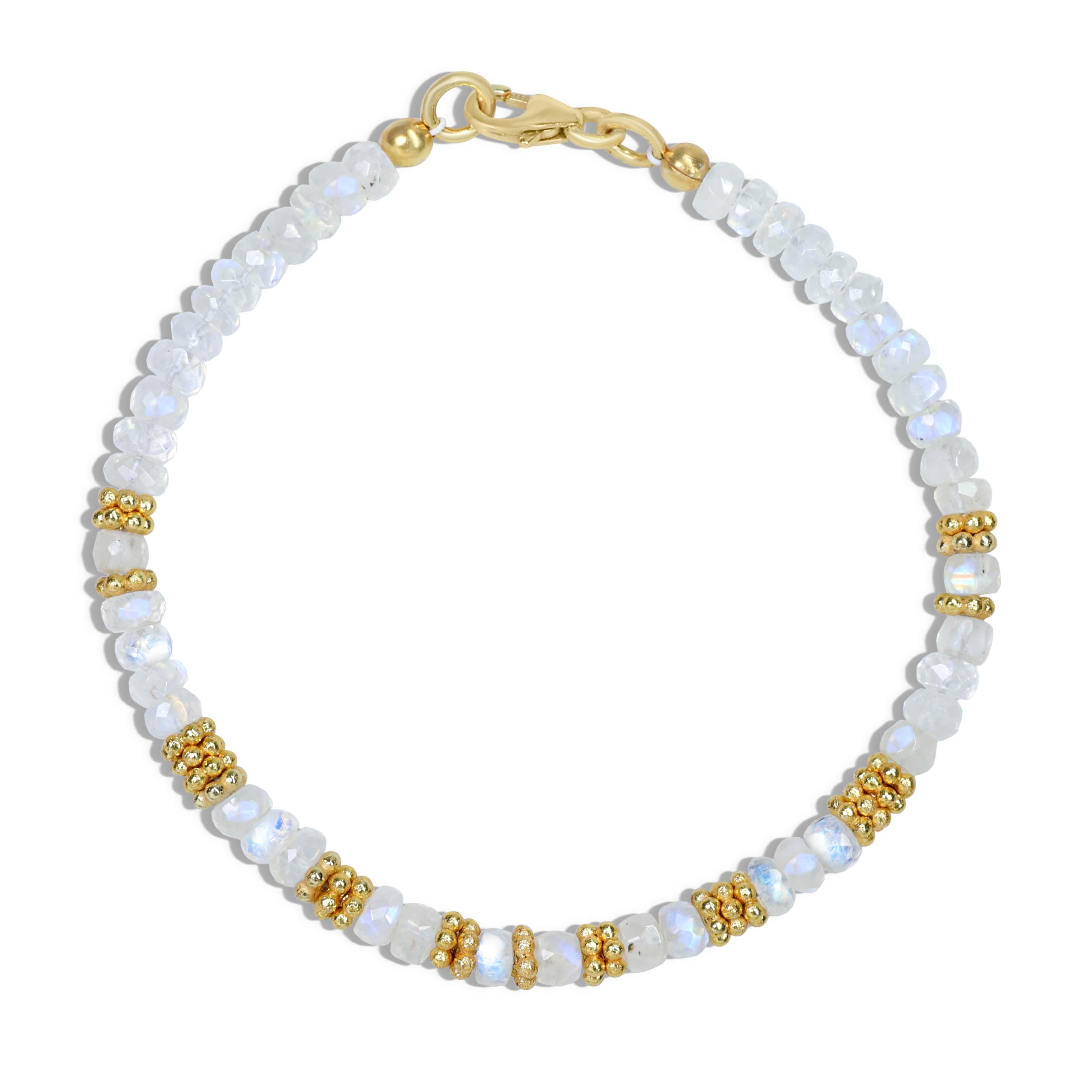 Natural Moonstone Separator Beaded Bracelet