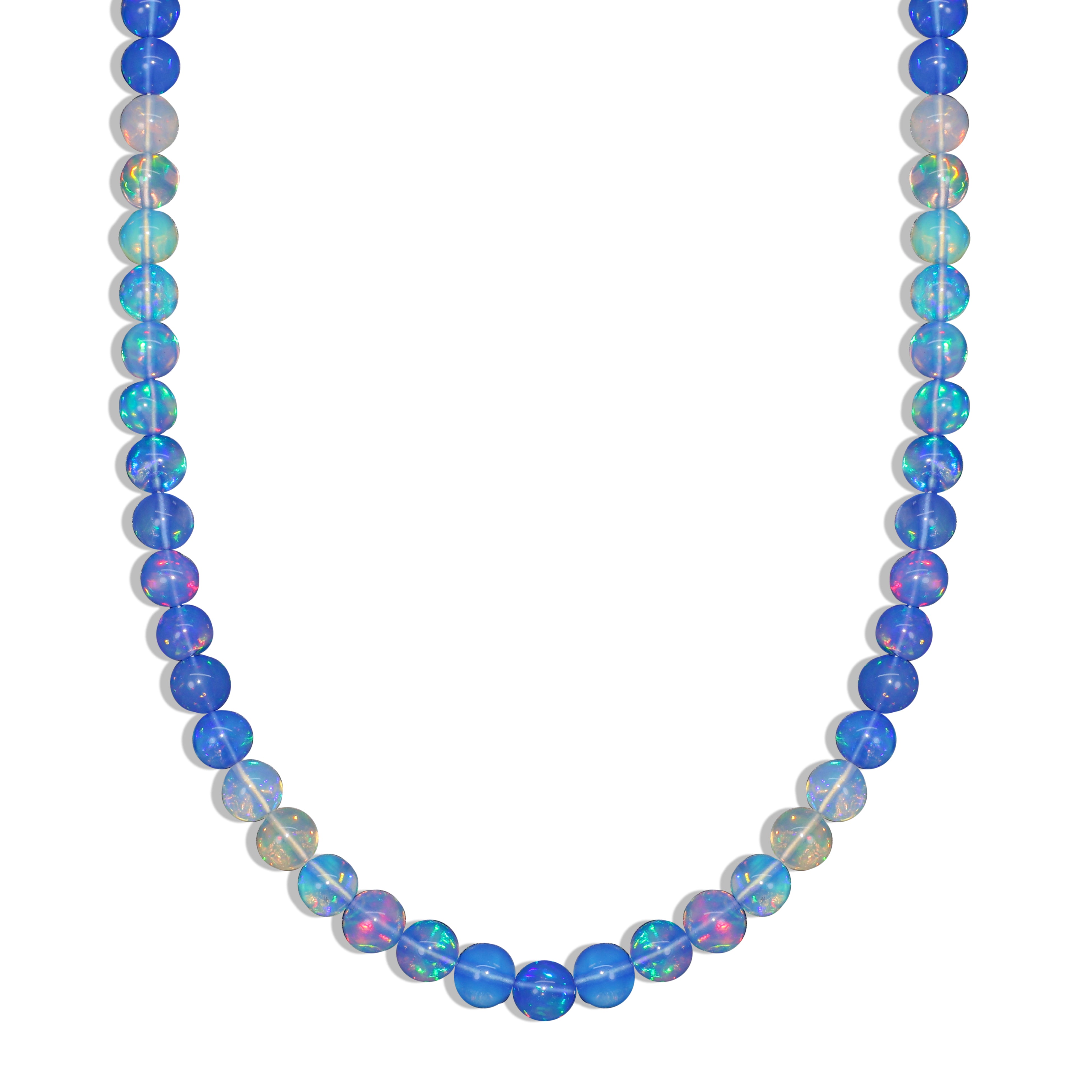 Natural Blue Opal Round Gemstone Shaded Necklace