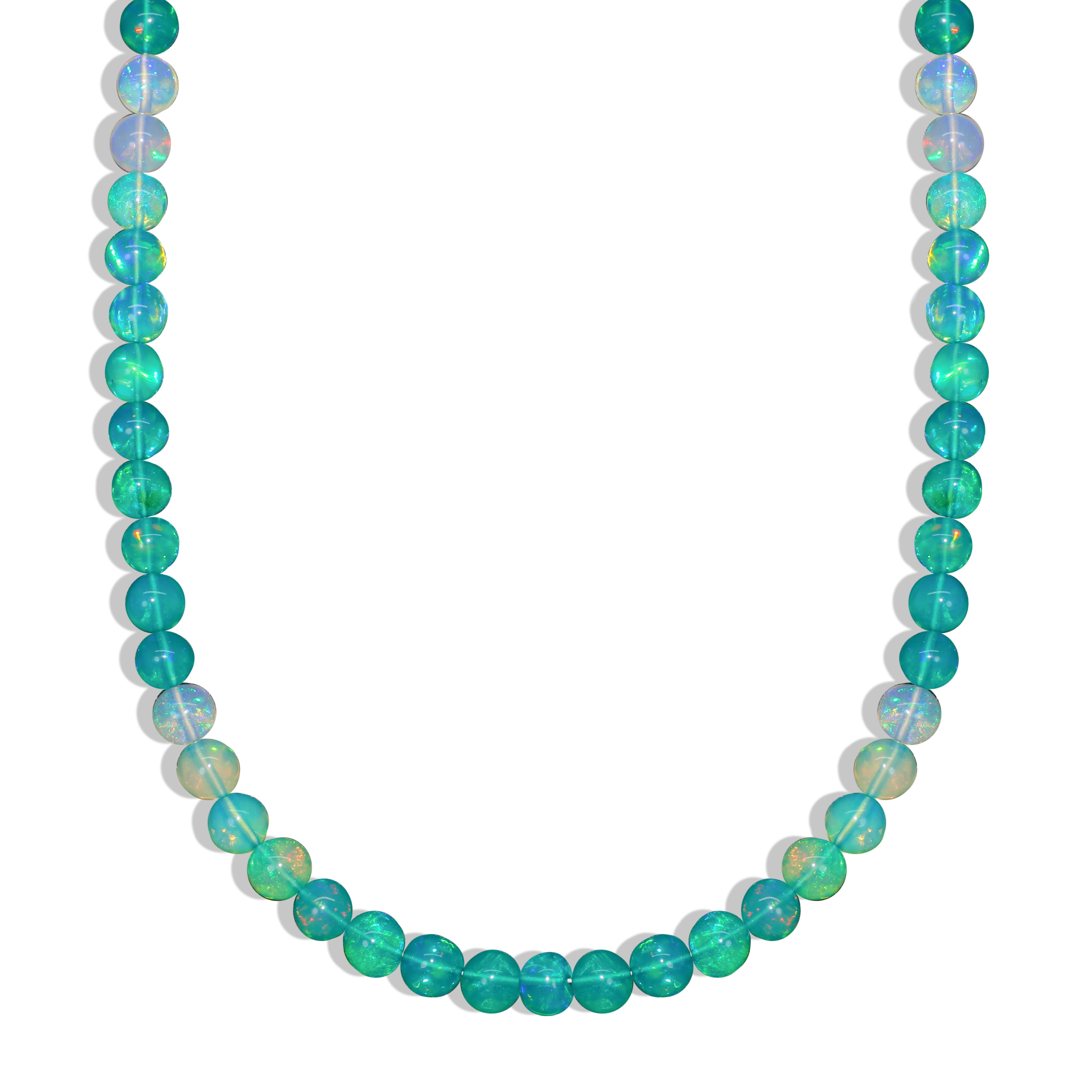Green Multifire Opal Round Gemstone Shaded Necklace