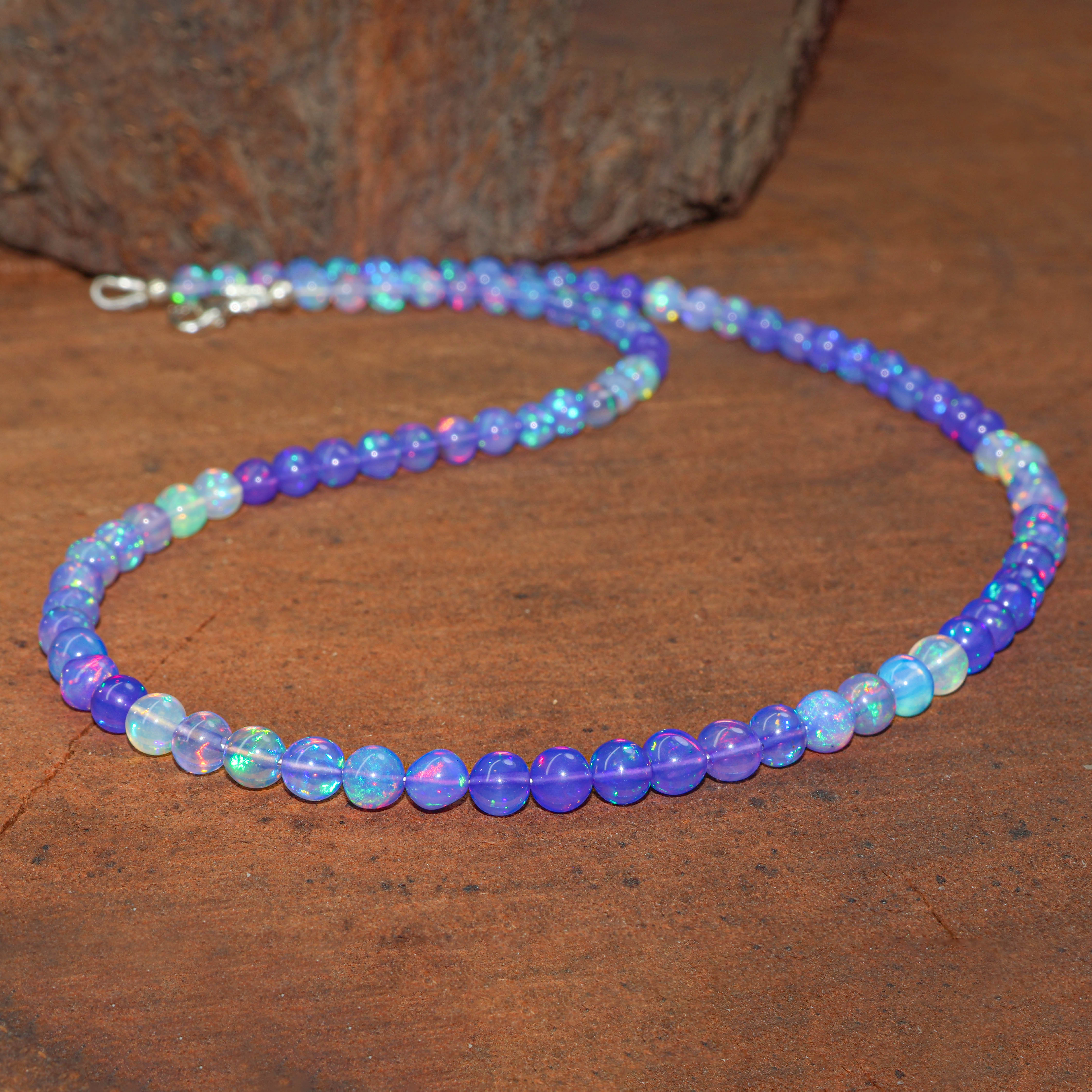 AAA Lavender Opal Round Gemstone Shaded Necklace