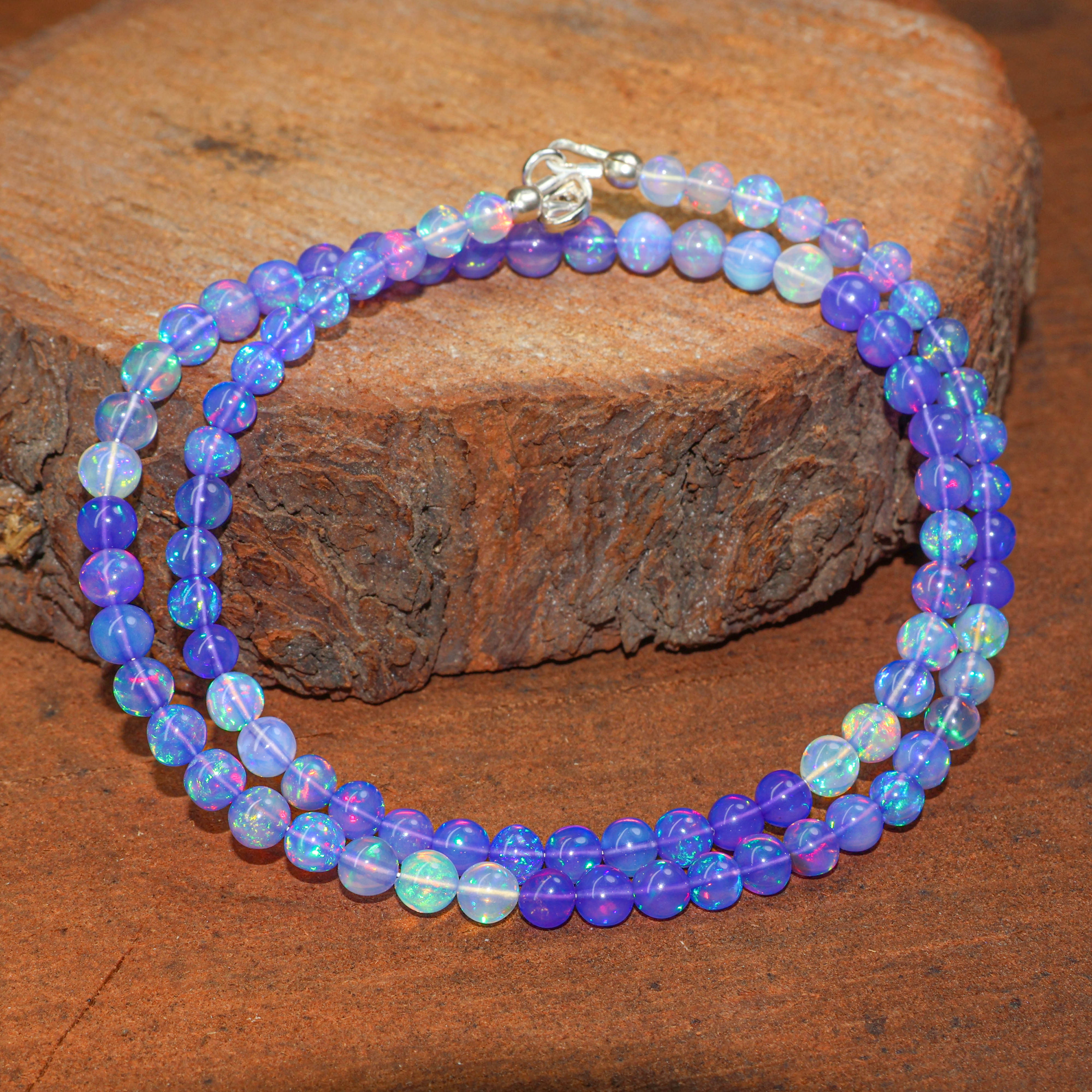 AAA Lavender Opal Round Gemstone Shaded Necklace
