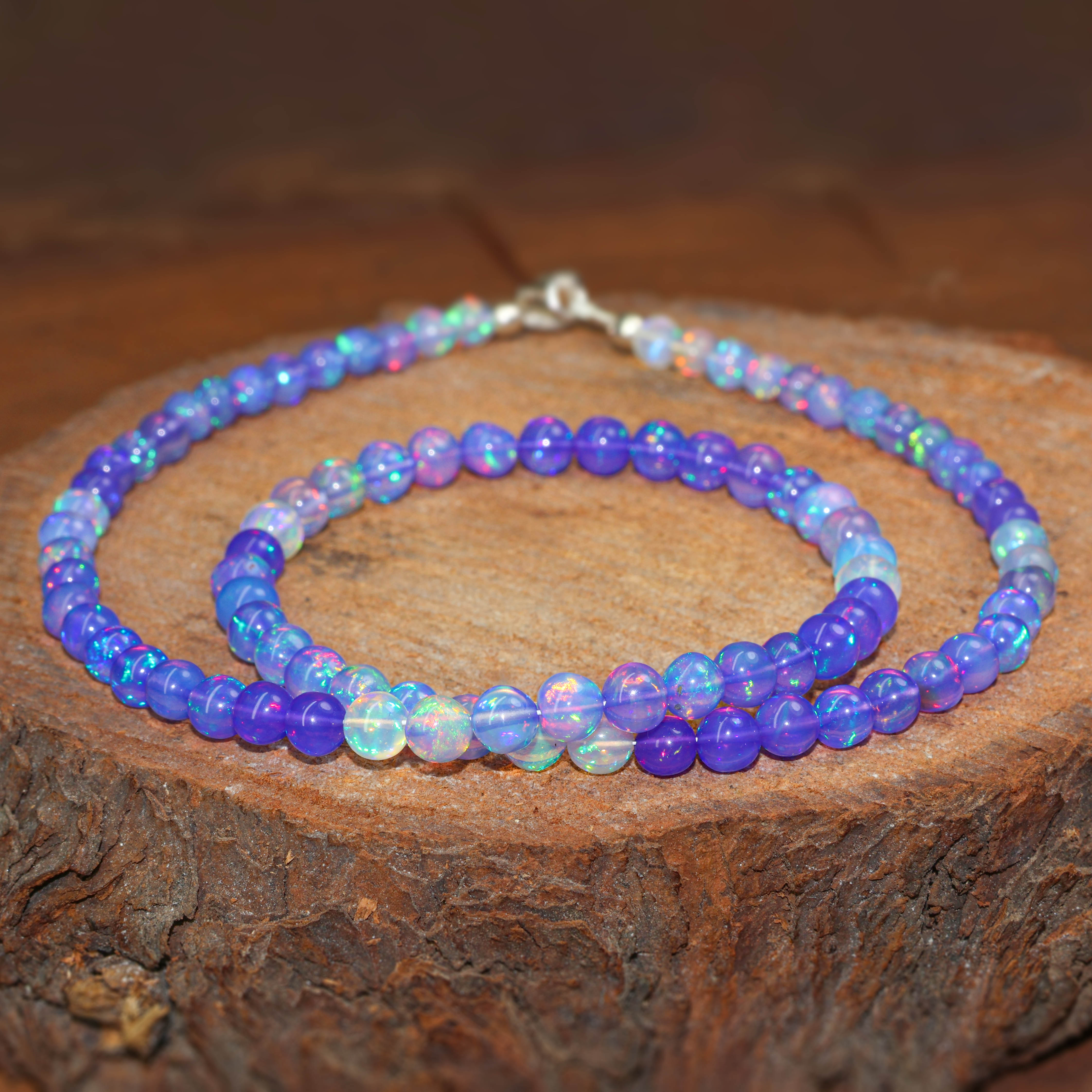 AAA Lavender Opal Round Gemstone Shaded Necklace