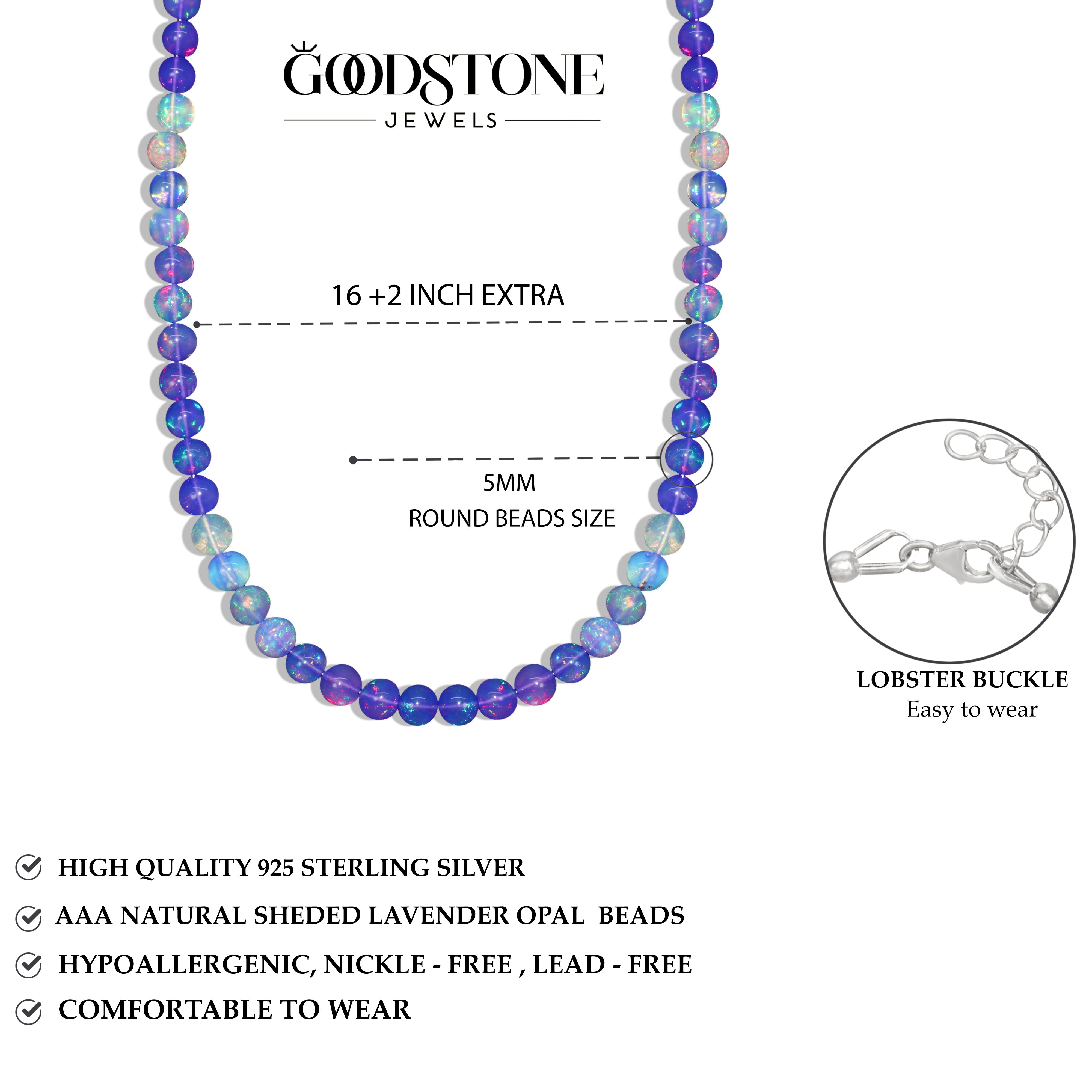 AAA Lavender Opal Round Gemstone Shaded Necklace